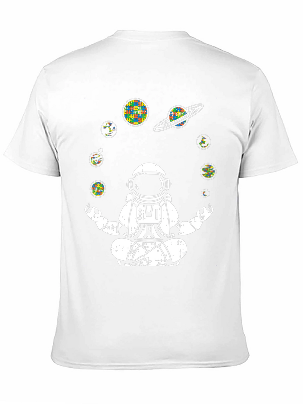 Astronaut Meditating T-Shirt Autism Awareness Planets