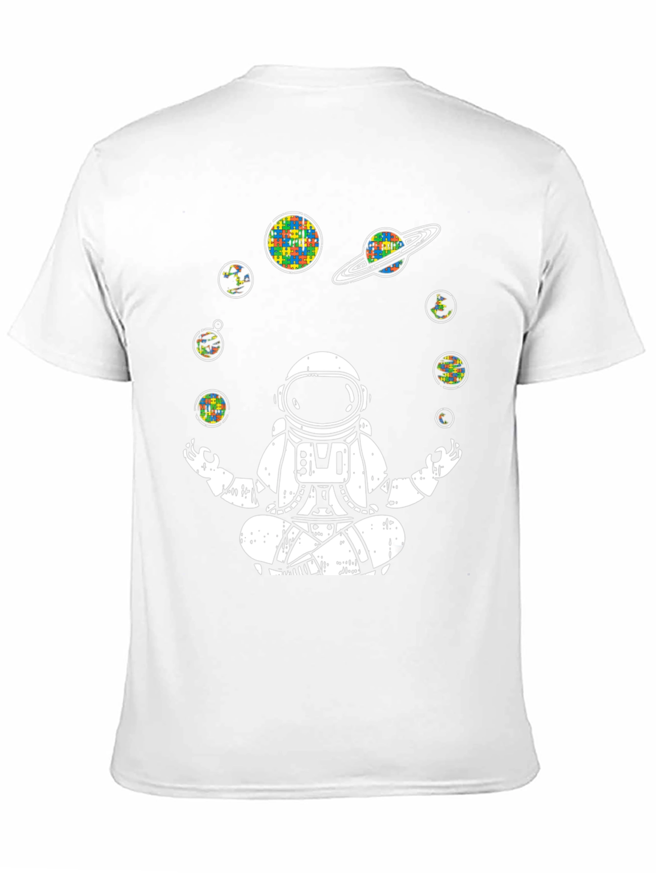 Astronaut Meditating T-Shirt Autism Awareness Planets