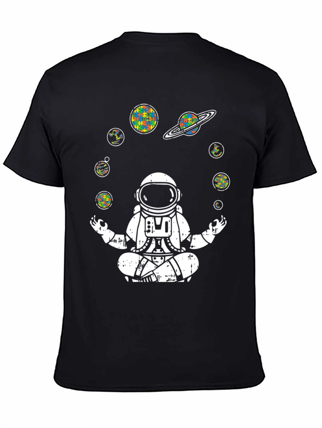 Astronaut Meditating T-Shirt Autism Awareness Planets
