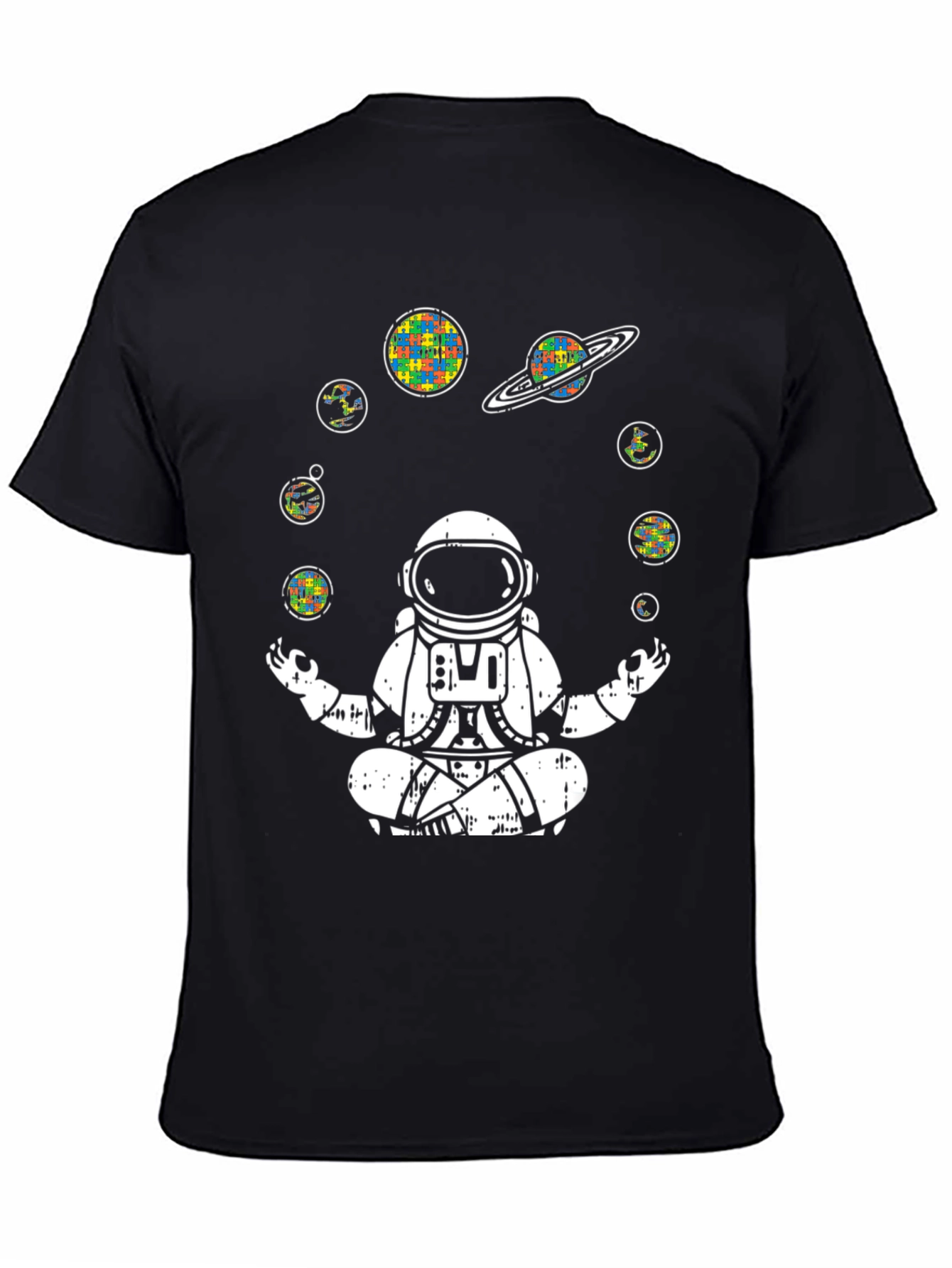 Astronaut Meditating T-Shirt Autism Awareness Planets