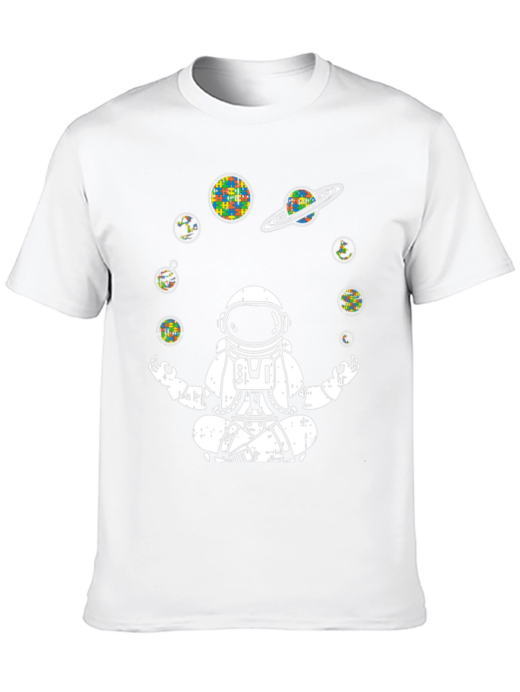 Astronaut Meditating T-Shirt Autism Awareness Planets