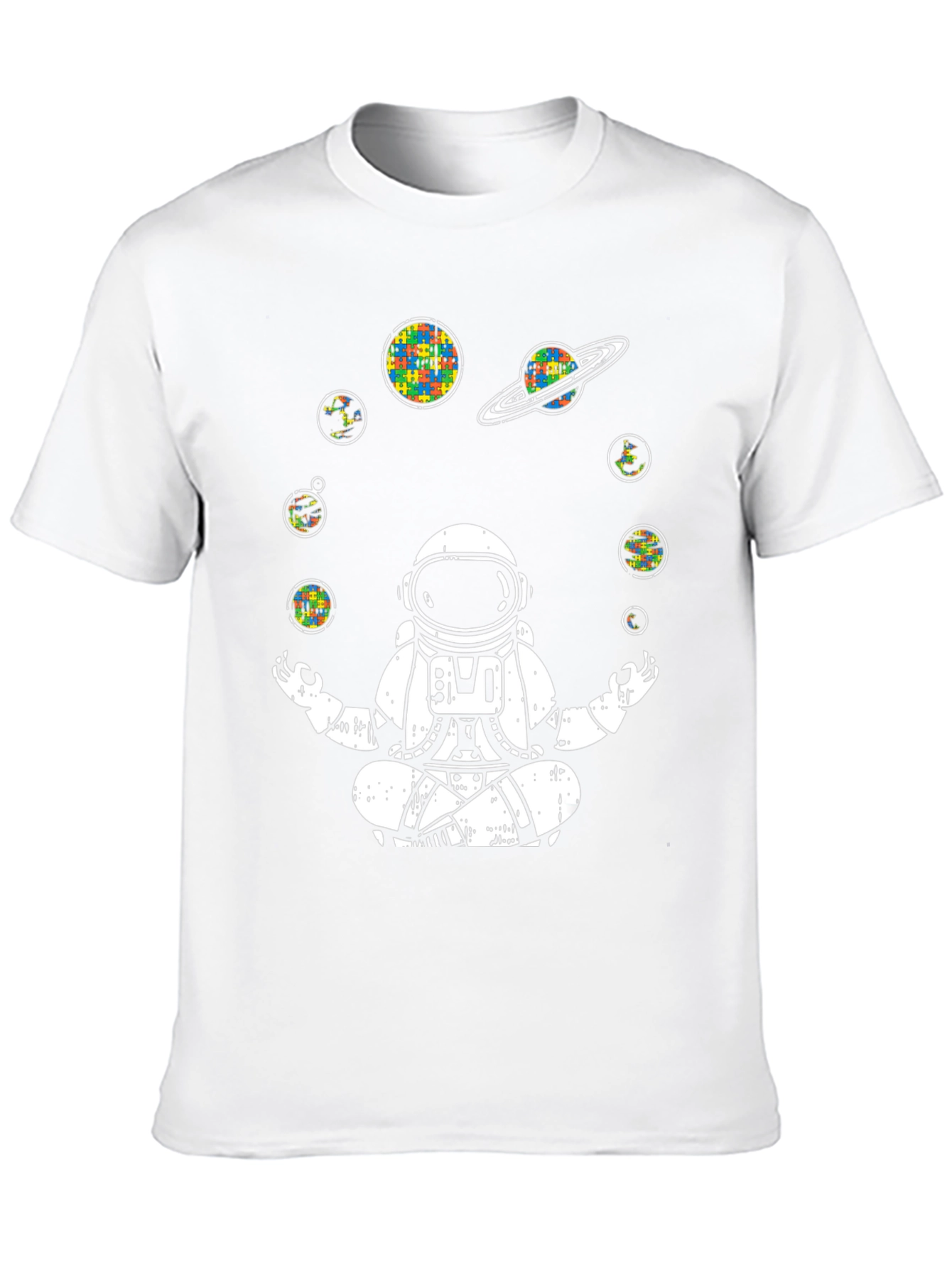 Astronaut Meditating T-Shirt Autism Awareness Planets