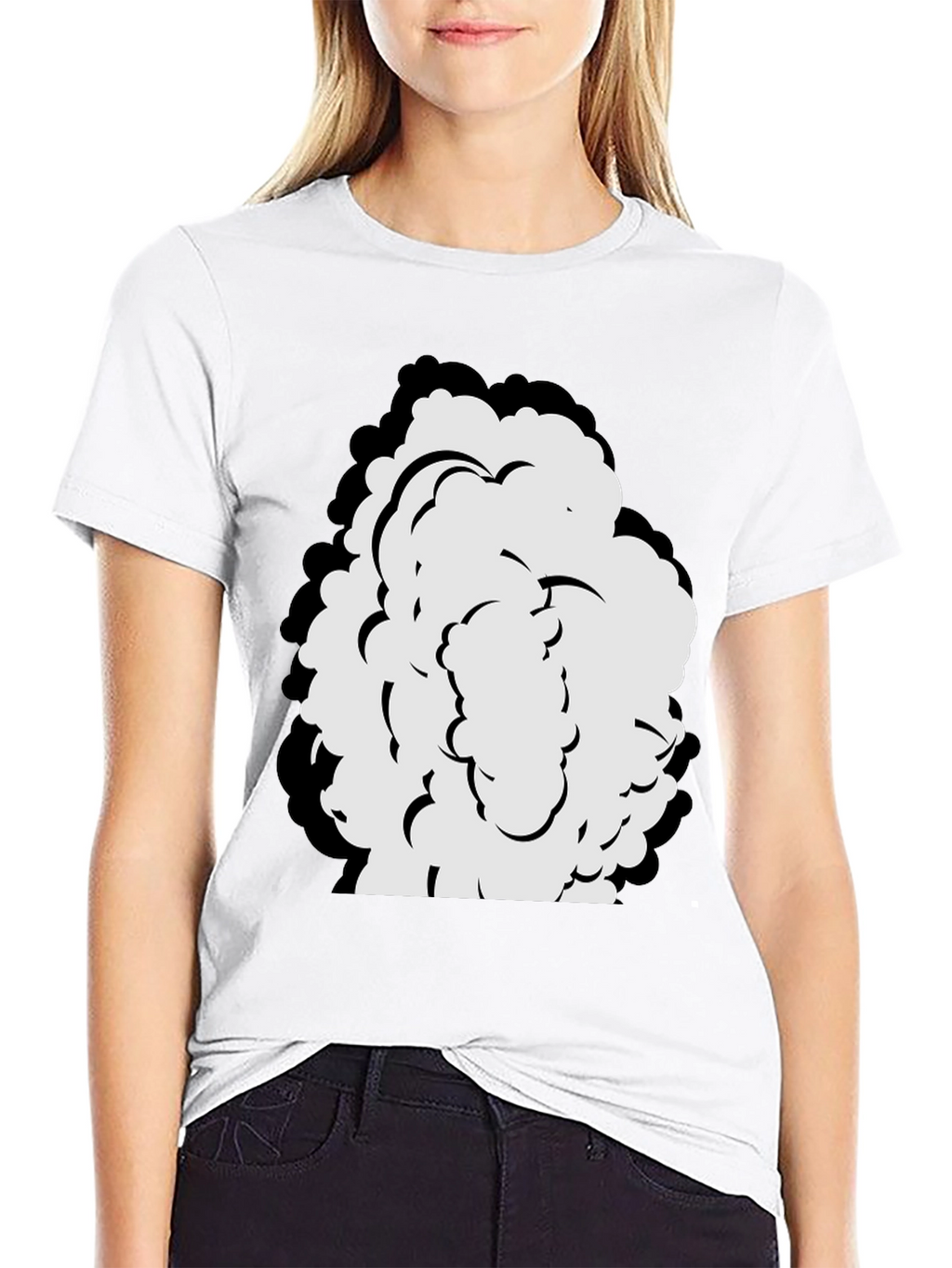 Cartoon Cloud Graphic Black T-Shirt