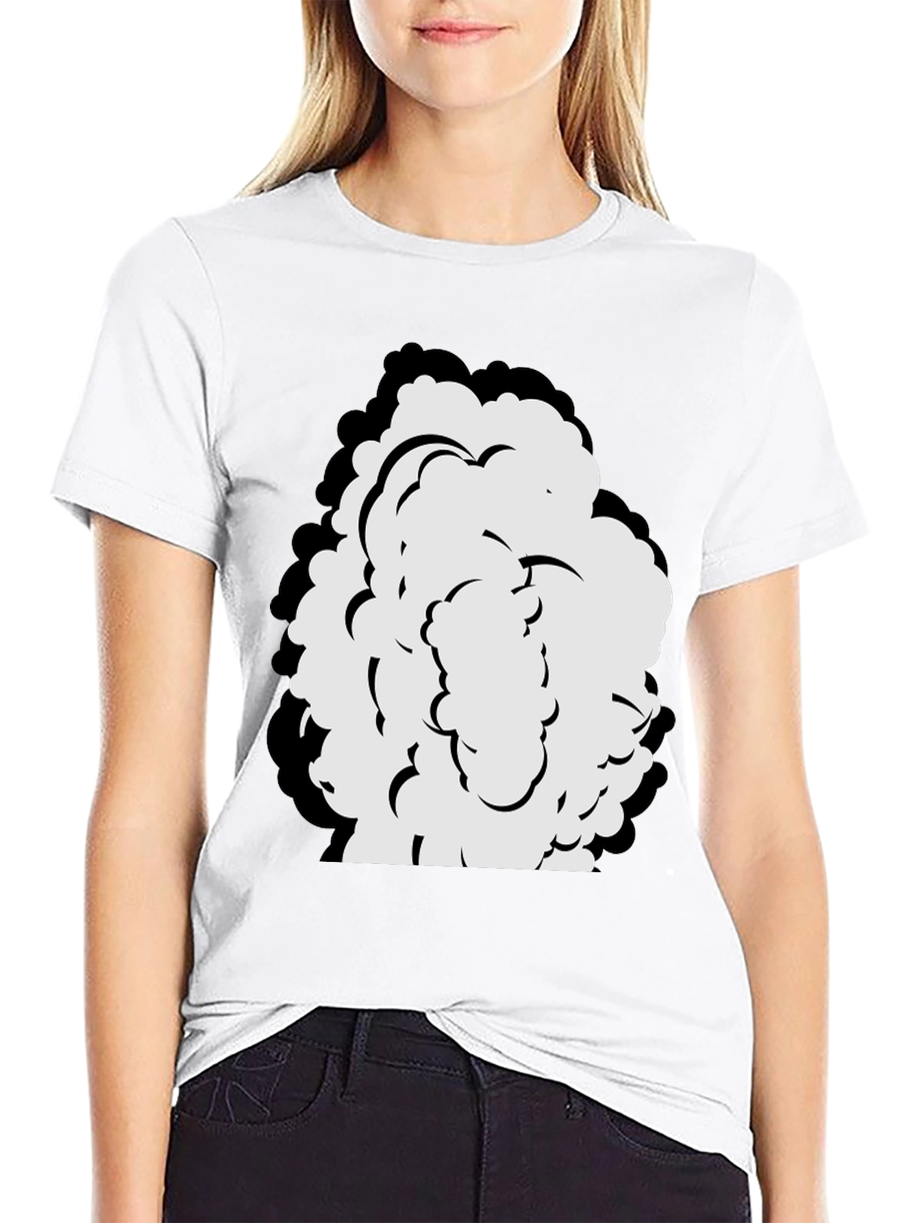 Cartoon Cloud Graphic Black T-Shirt