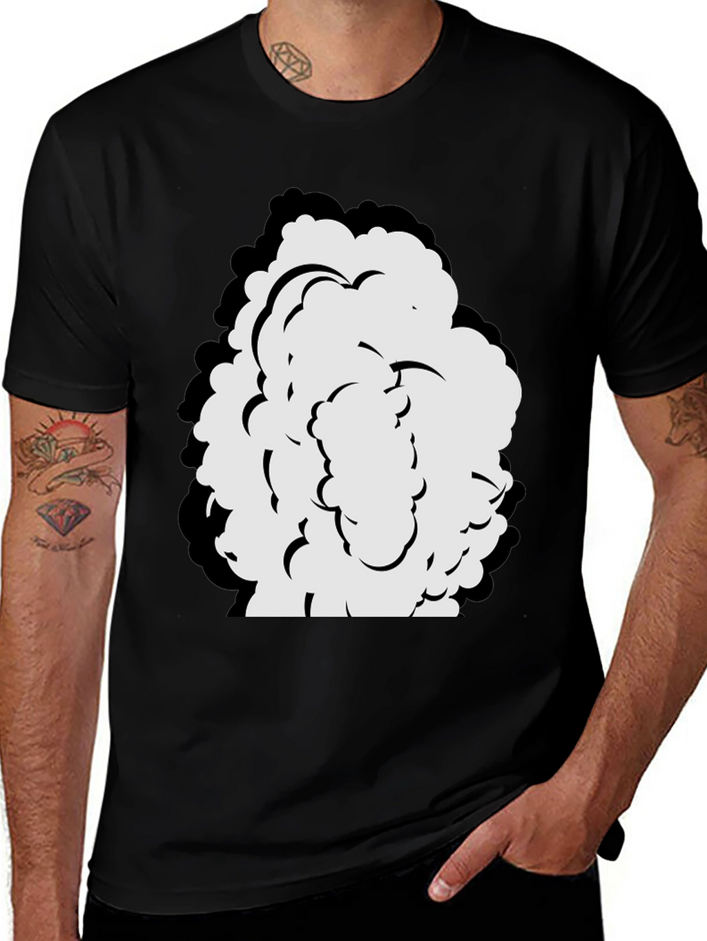 Cartoon Cloud Graphic Black T-Shirt