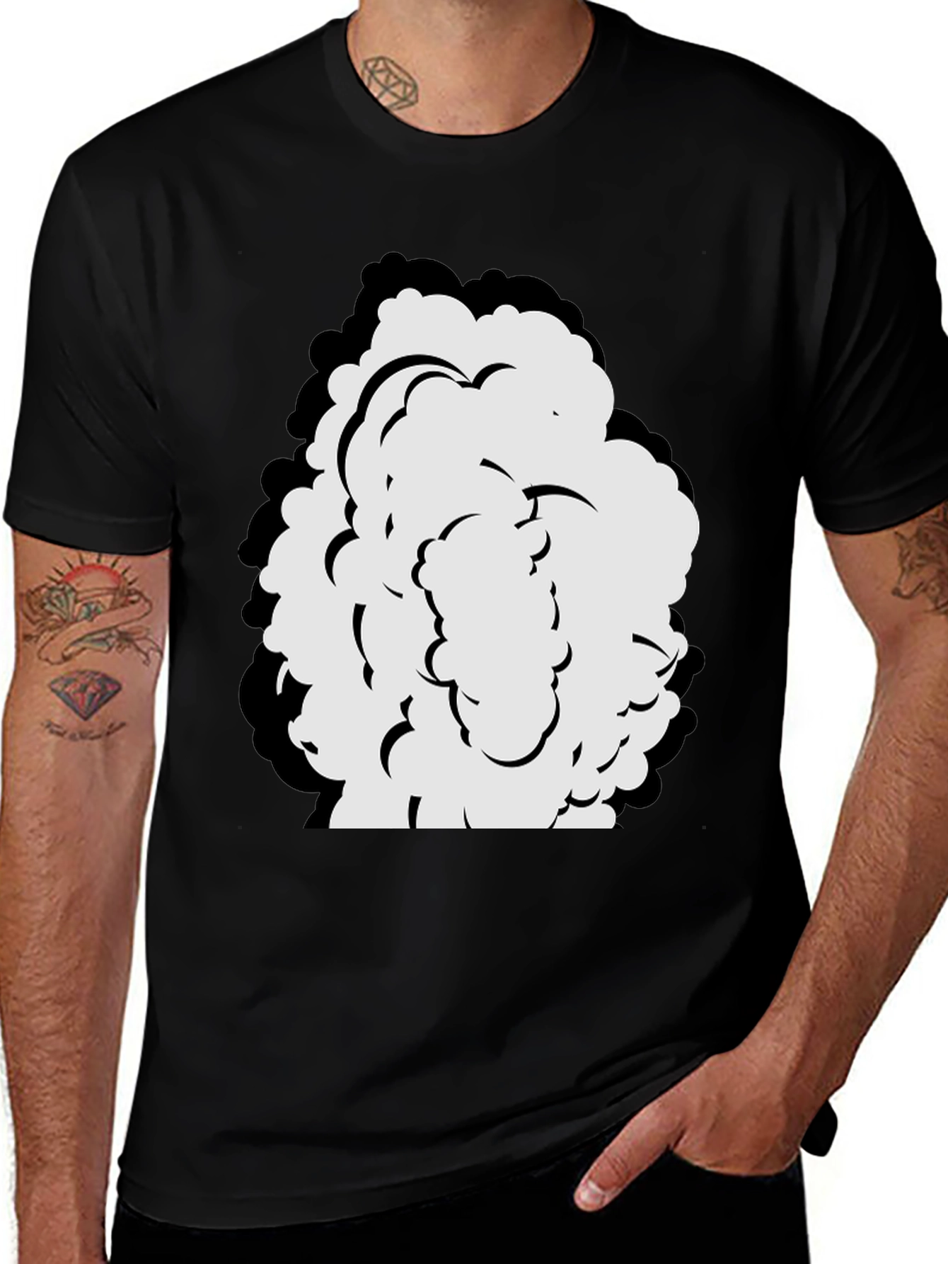 Cartoon Cloud Graphic Black T-Shirt
