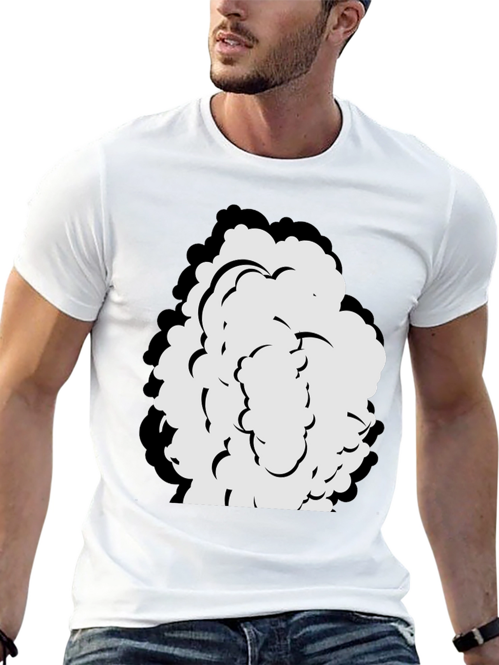 Cartoon Cloud Graphic Black T-Shirt