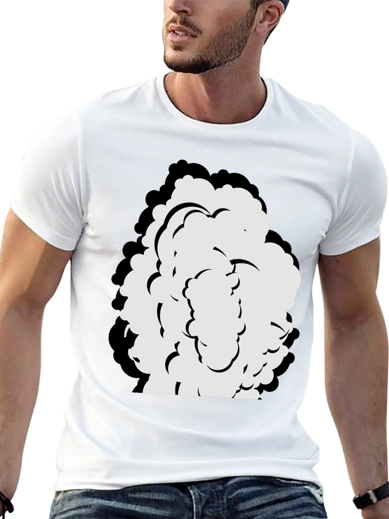 Cartoon Cloud Graphic Black T-Shirt