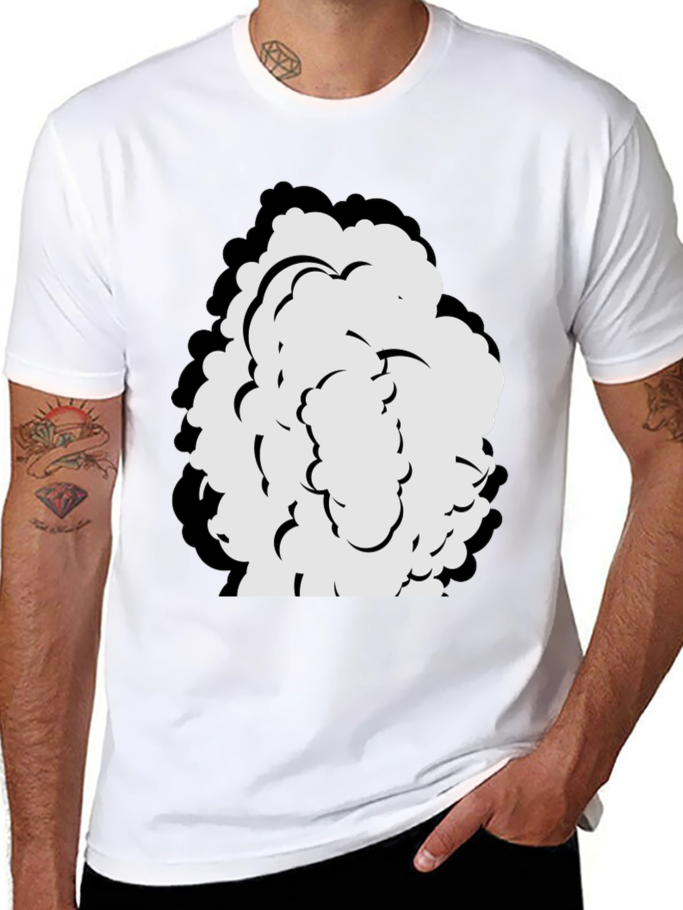 Cartoon Cloud Graphic Black T-Shirt