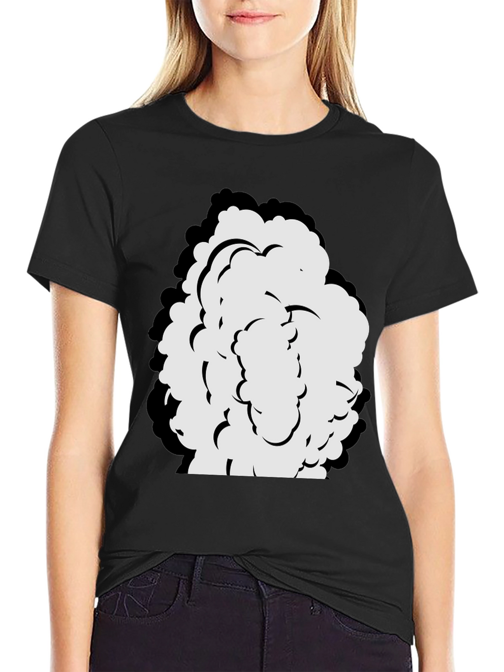 Cartoon Cloud Graphic Black T-Shirt