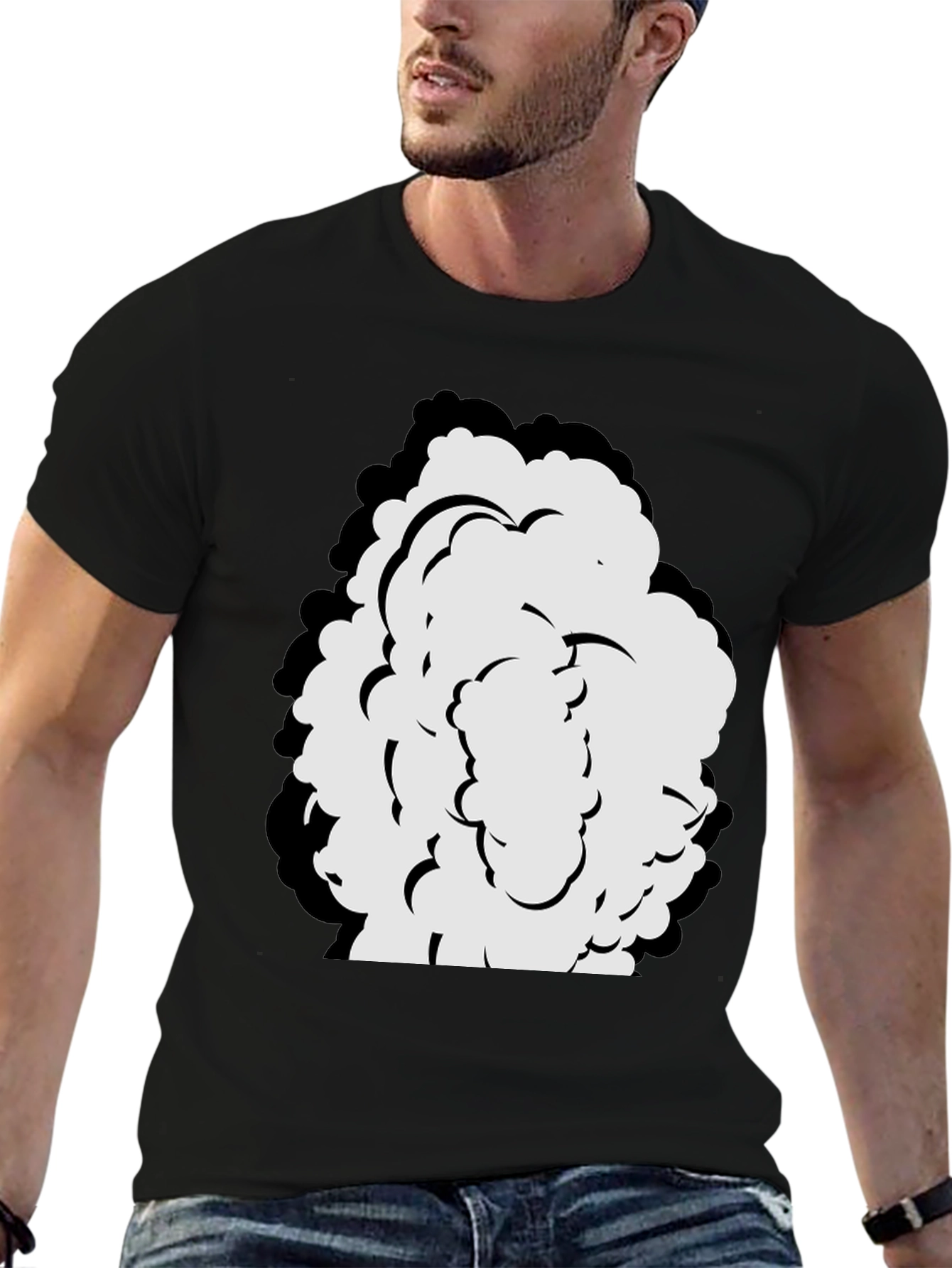 Cartoon Cloud Graphic Black T-Shirt