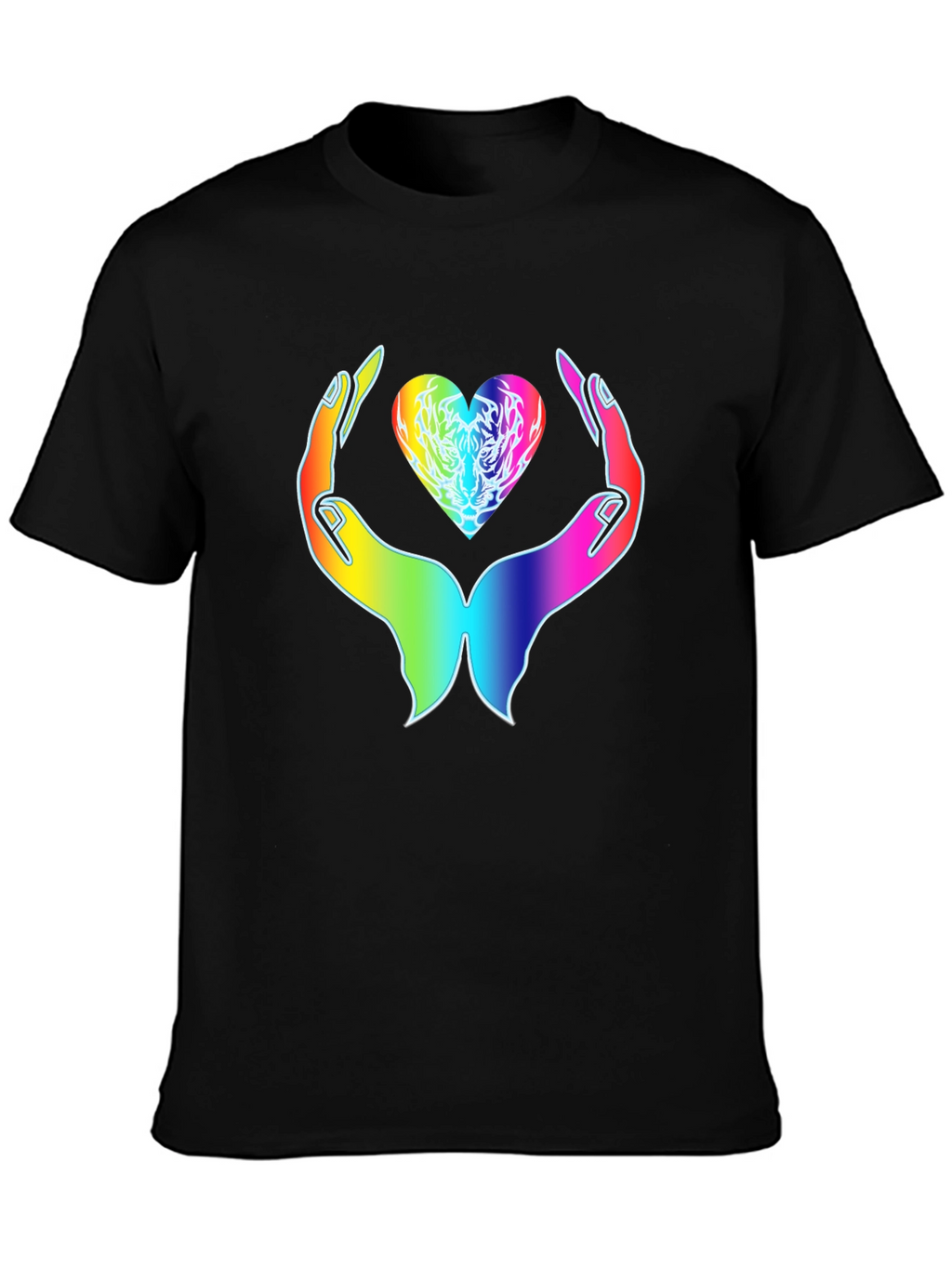 Rainbow Heart Hands Graphic Tee - Express Your Love