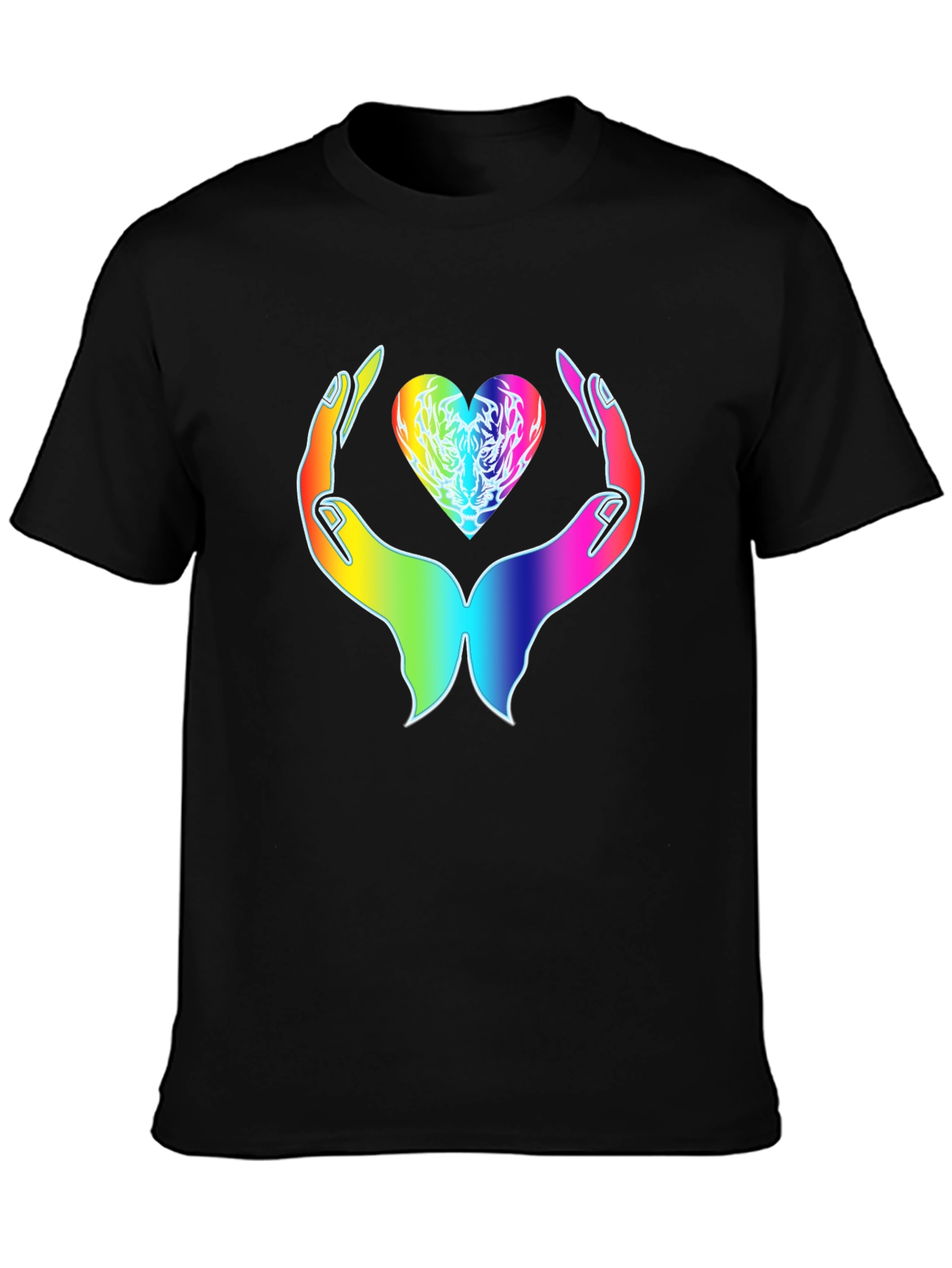 Rainbow Heart Hands Graphic Tee - Express Your Love