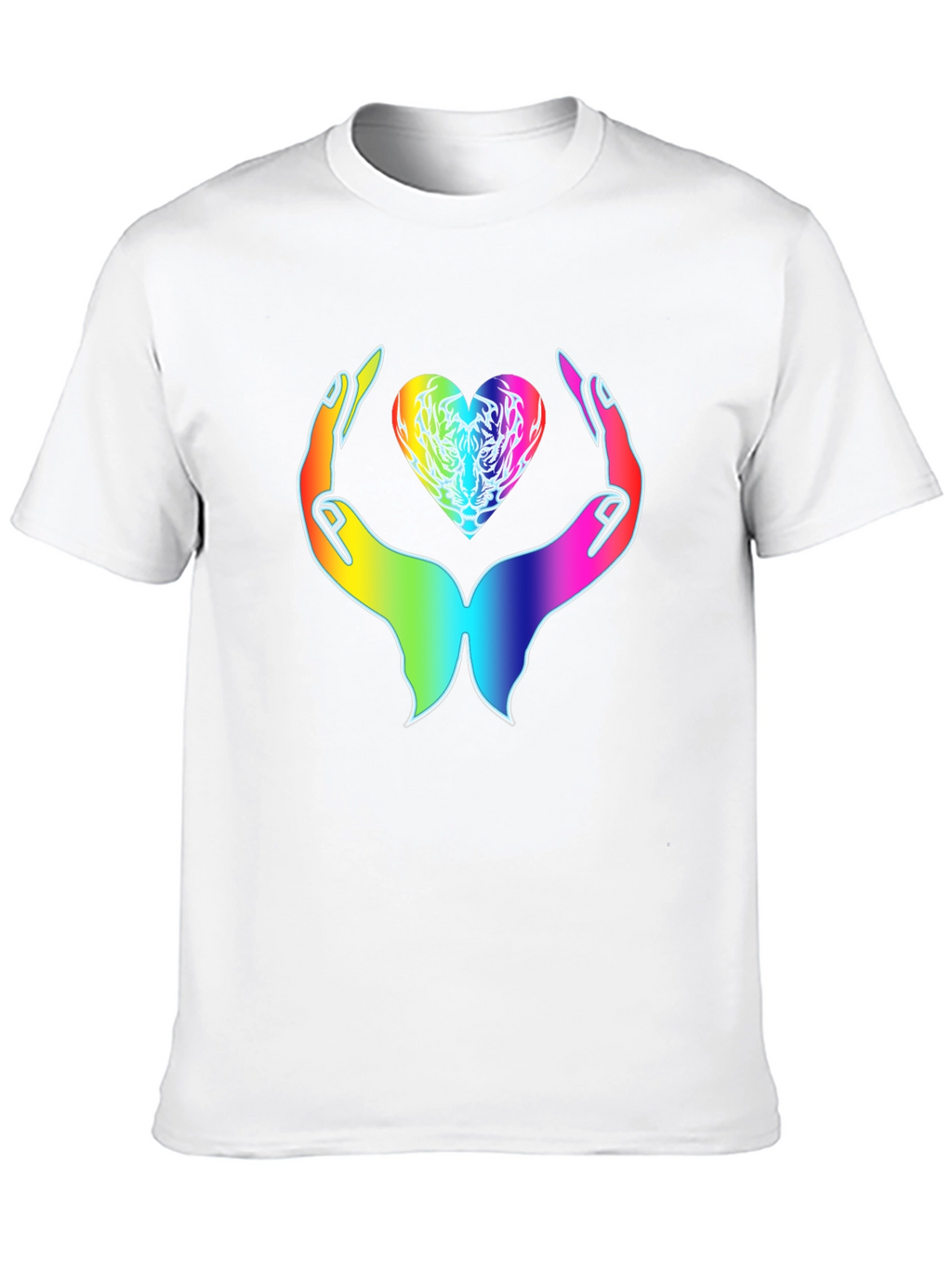 Rainbow Heart Hands Graphic Tee - Express Your Love