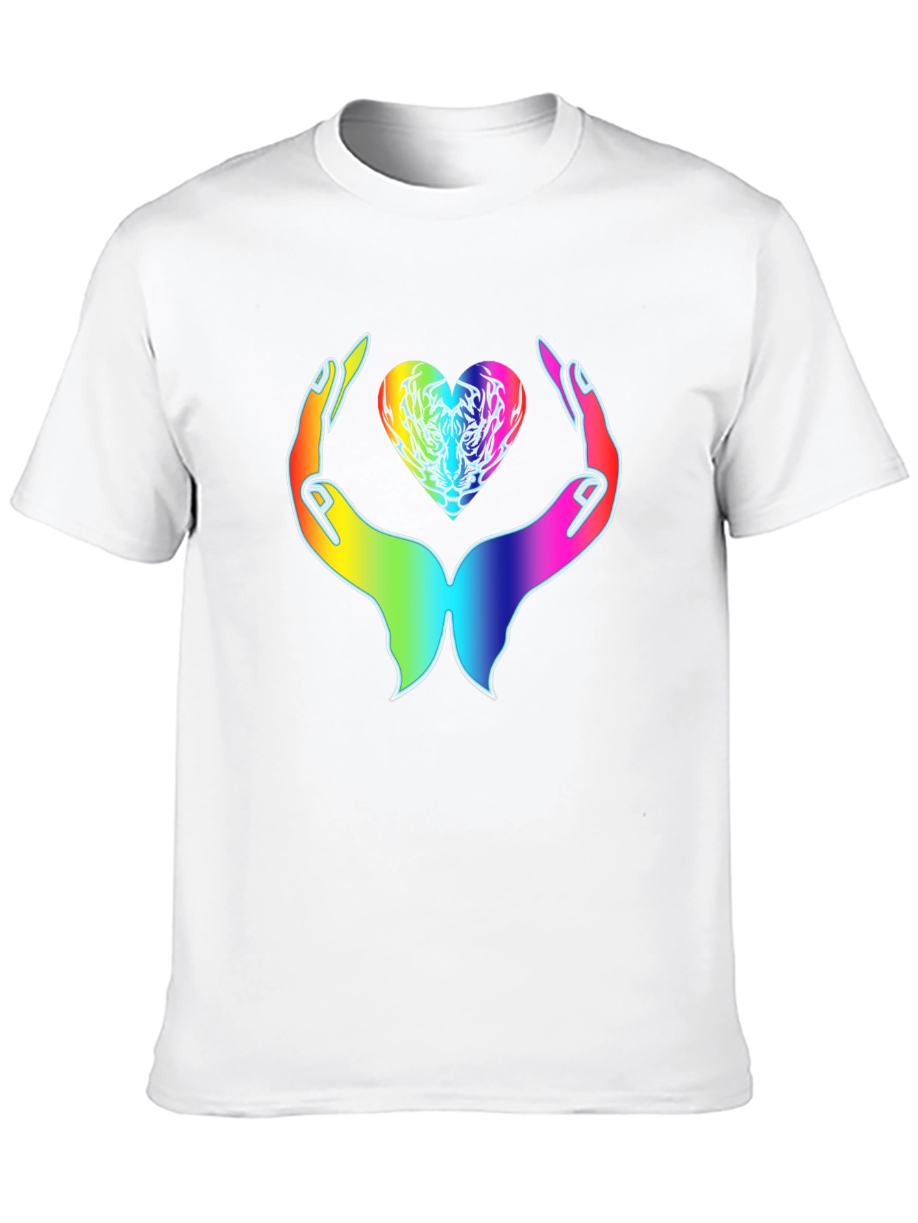 Rainbow Heart Hands Graphic Tee - Express Your Love