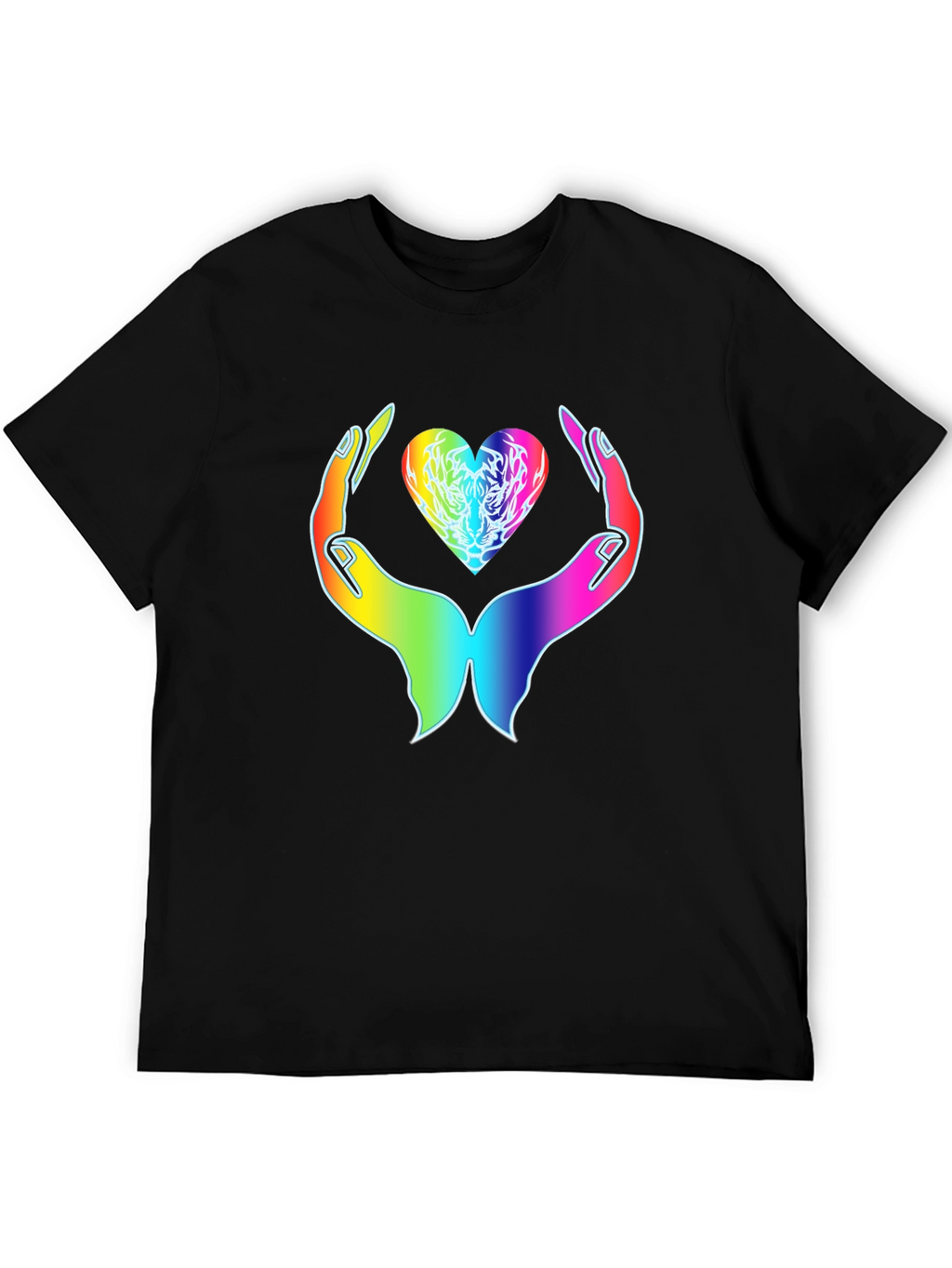 Rainbow Heart Hands Graphic Tee - Express Your Love