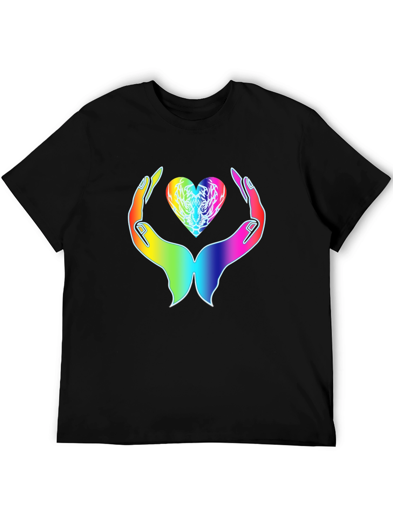 Rainbow Heart Hands Graphic Tee - Express Your Love