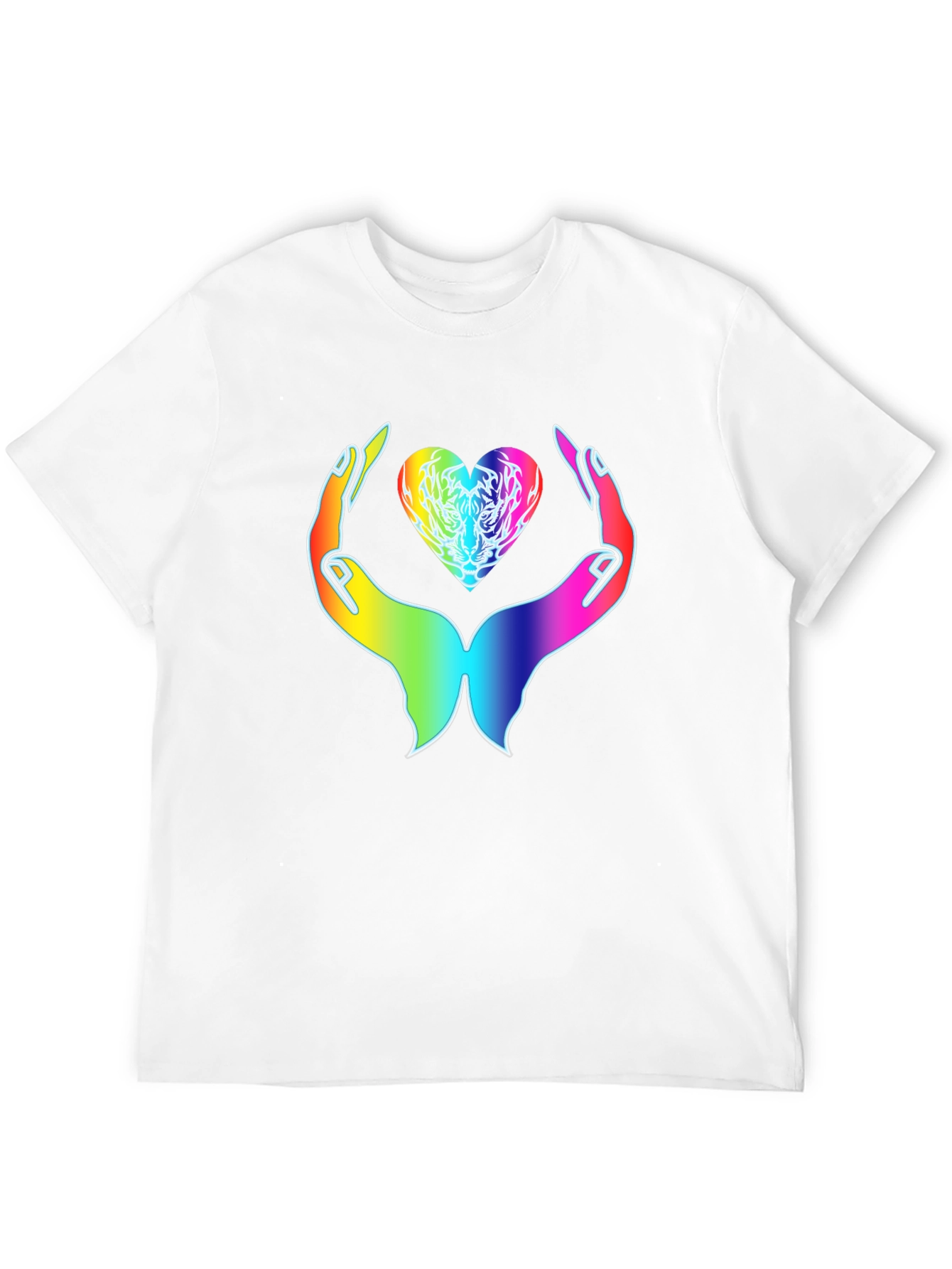 Rainbow Heart Hands Graphic Tee - Express Your Love
