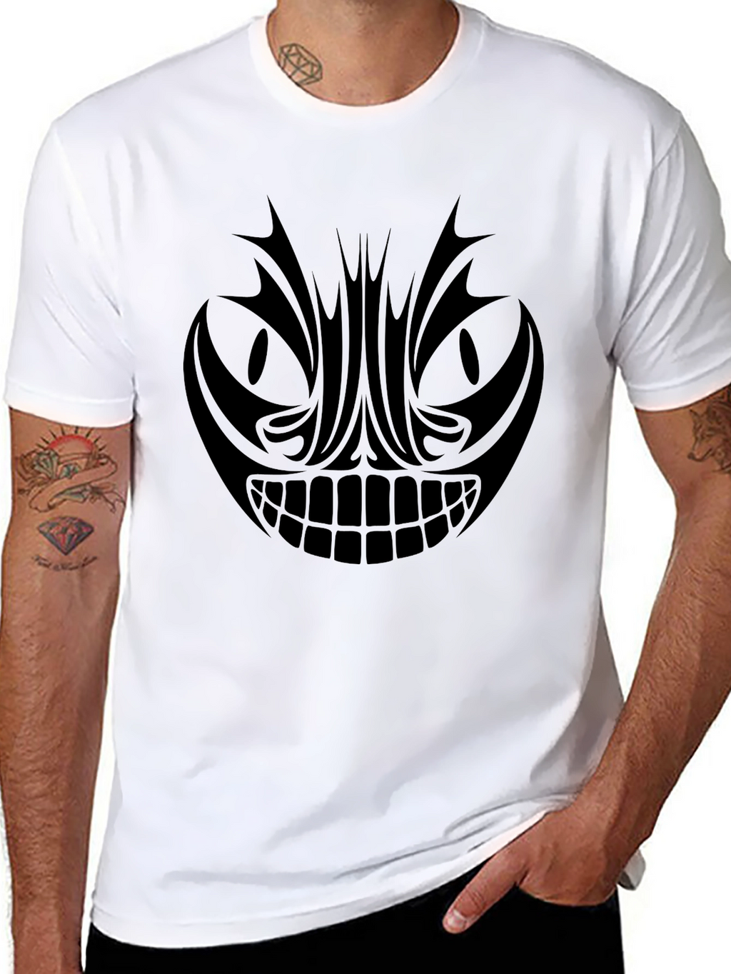 Mens Graphic Tee - Tribal Grin Design