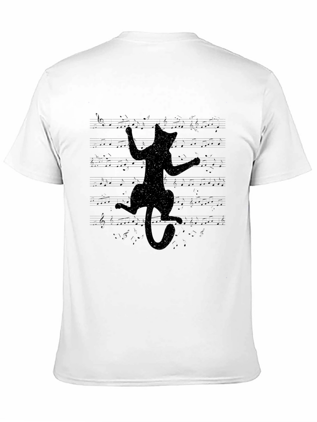 Black Cat Music Notes Graphic Tee - Unisex
