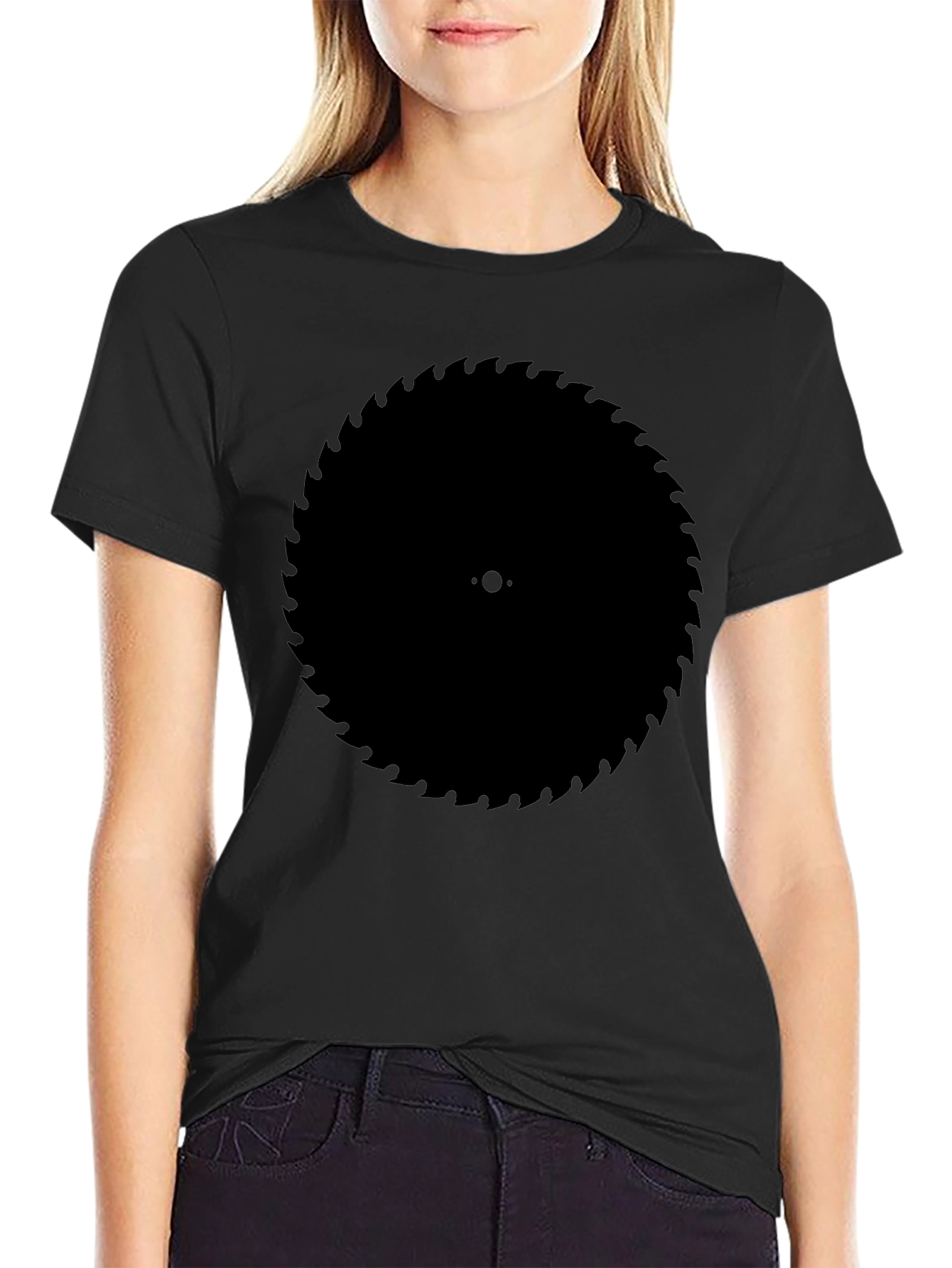 Black Circular Saw Blade Graphic Tee
