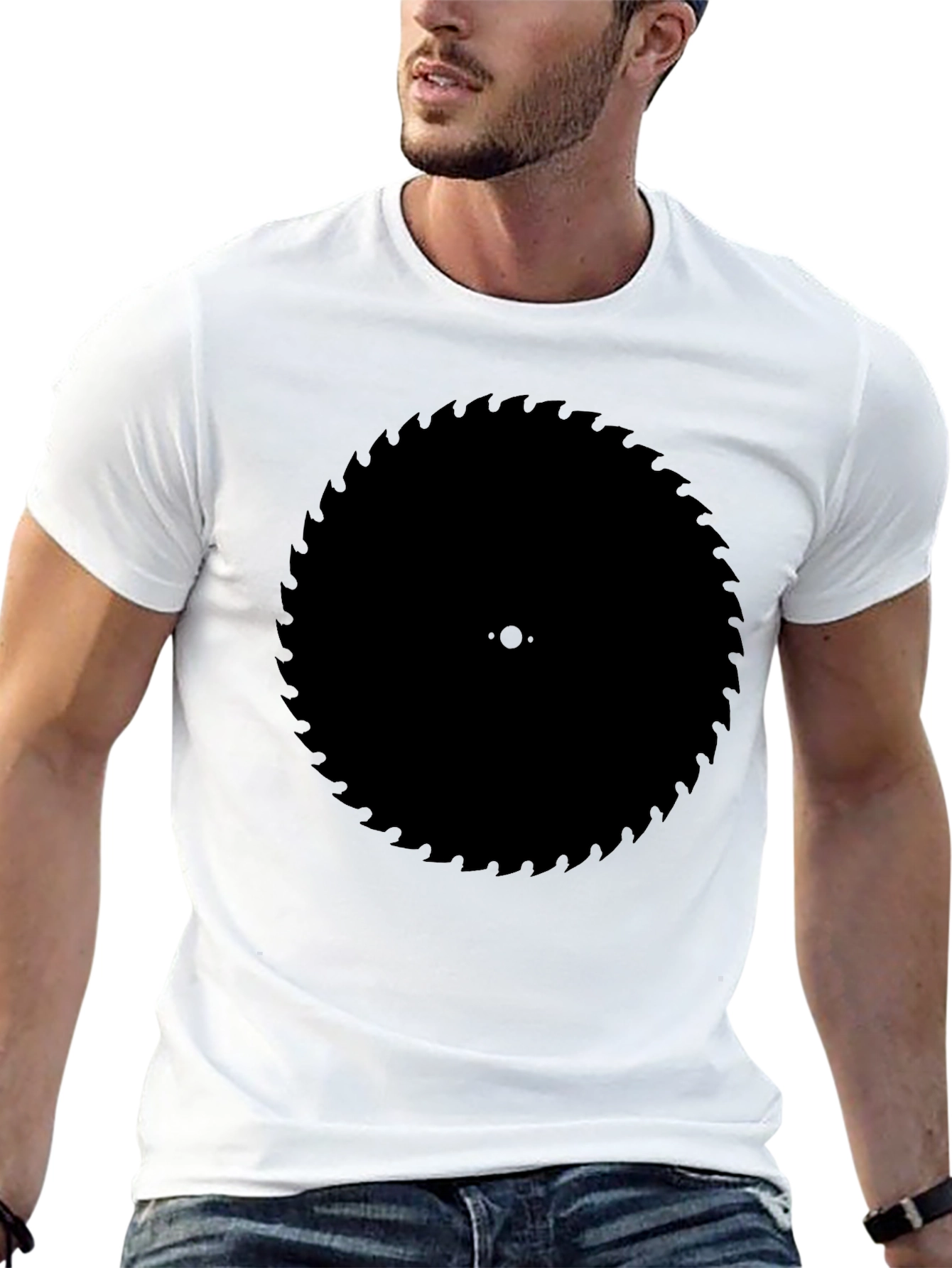 Black Circular Saw Blade Graphic Tee
