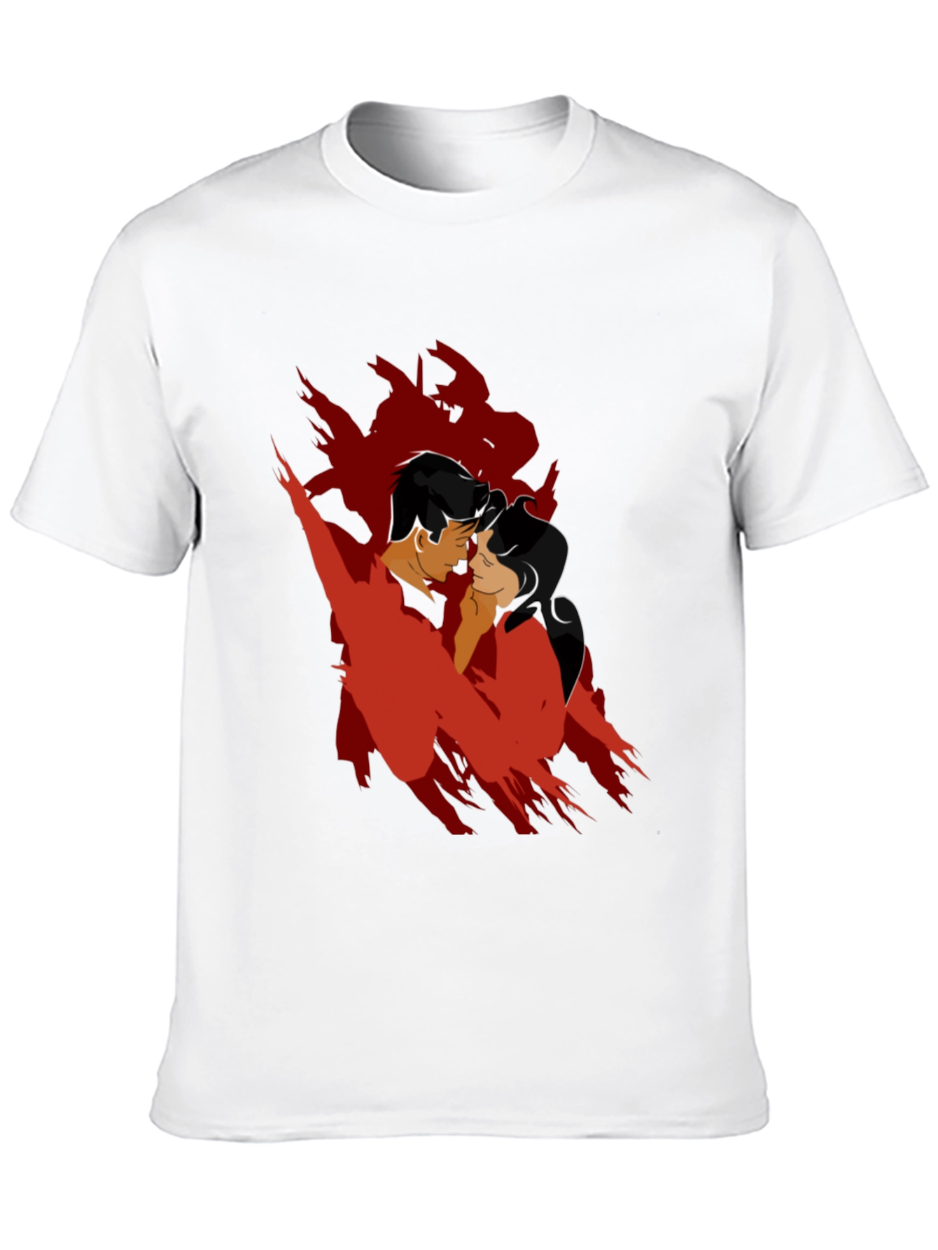 Romantic Silhouette Graphic Tee - Black Cotton Blend