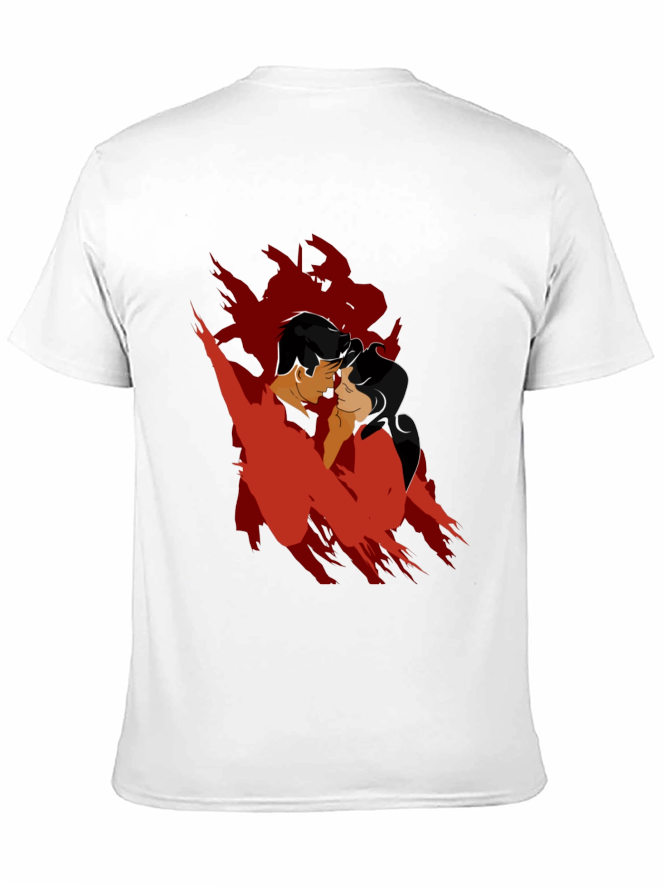 Romantic Silhouette Graphic Tee - Black Cotton Blend
