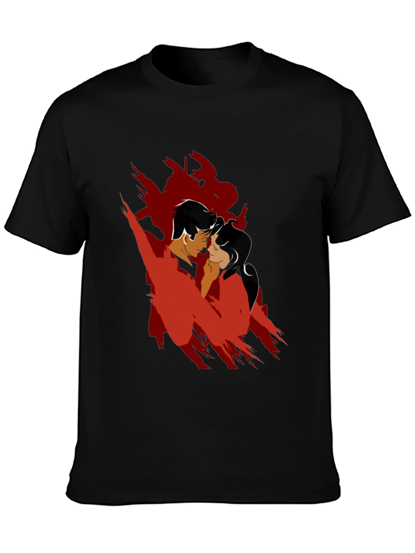 Romantic Silhouette Graphic Tee - Black Cotton Blend