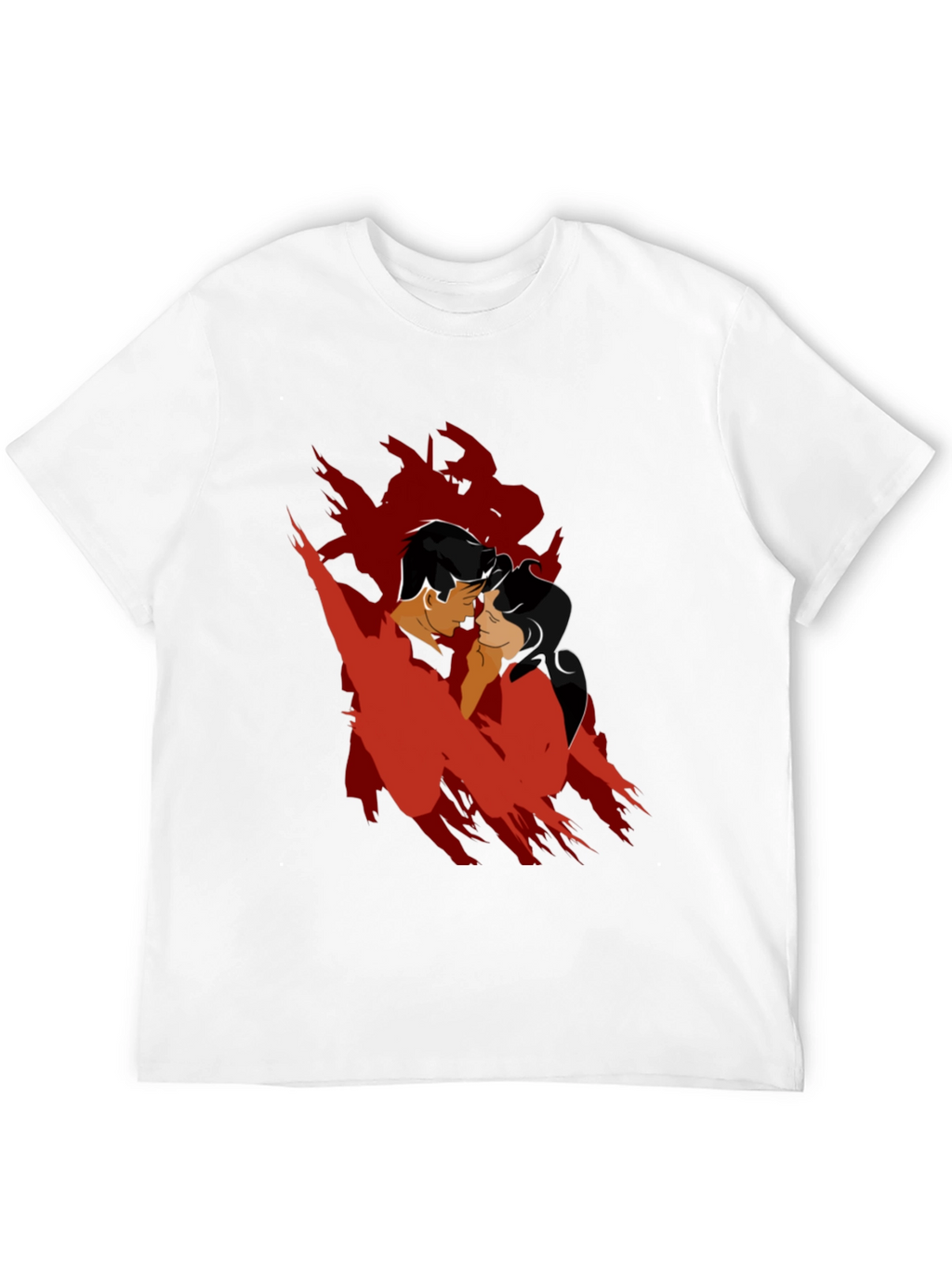 Romantic Silhouette Graphic Tee - Black Cotton Blend