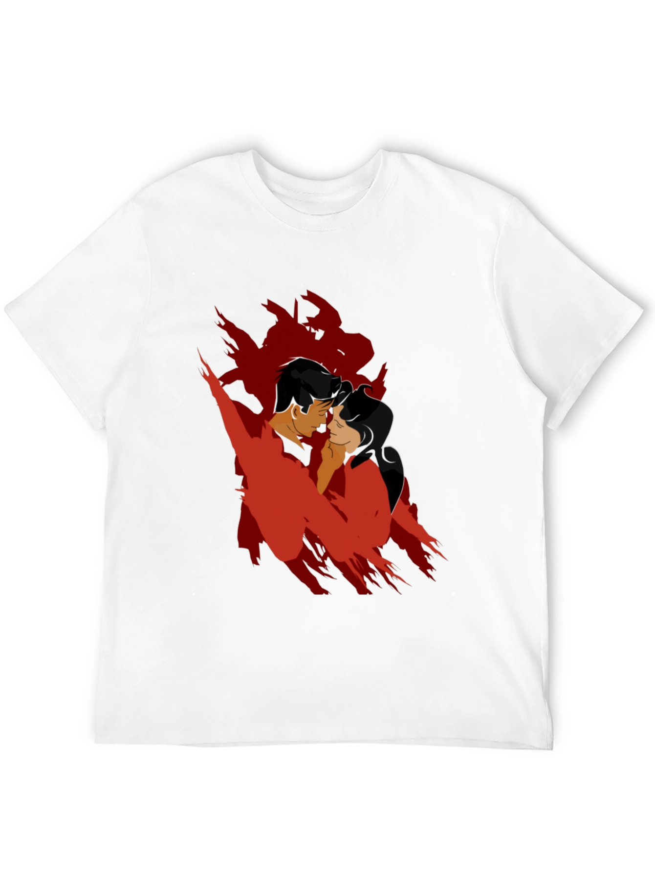 Romantic Silhouette Graphic Tee - Black Cotton Blend
