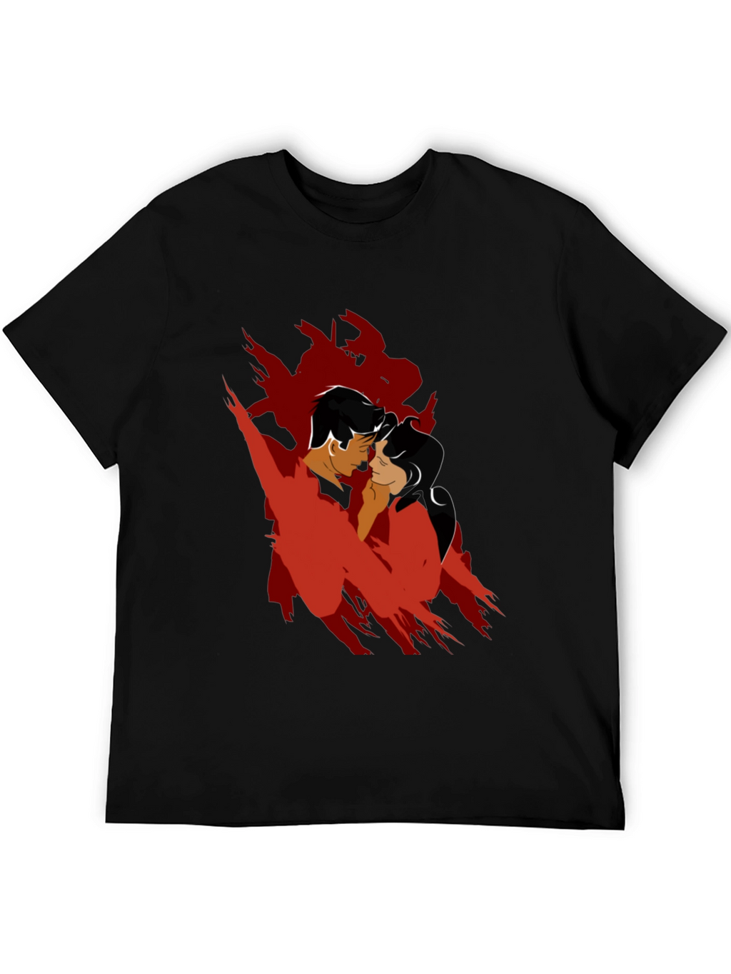Romantic Silhouette Graphic Tee - Black Cotton Blend