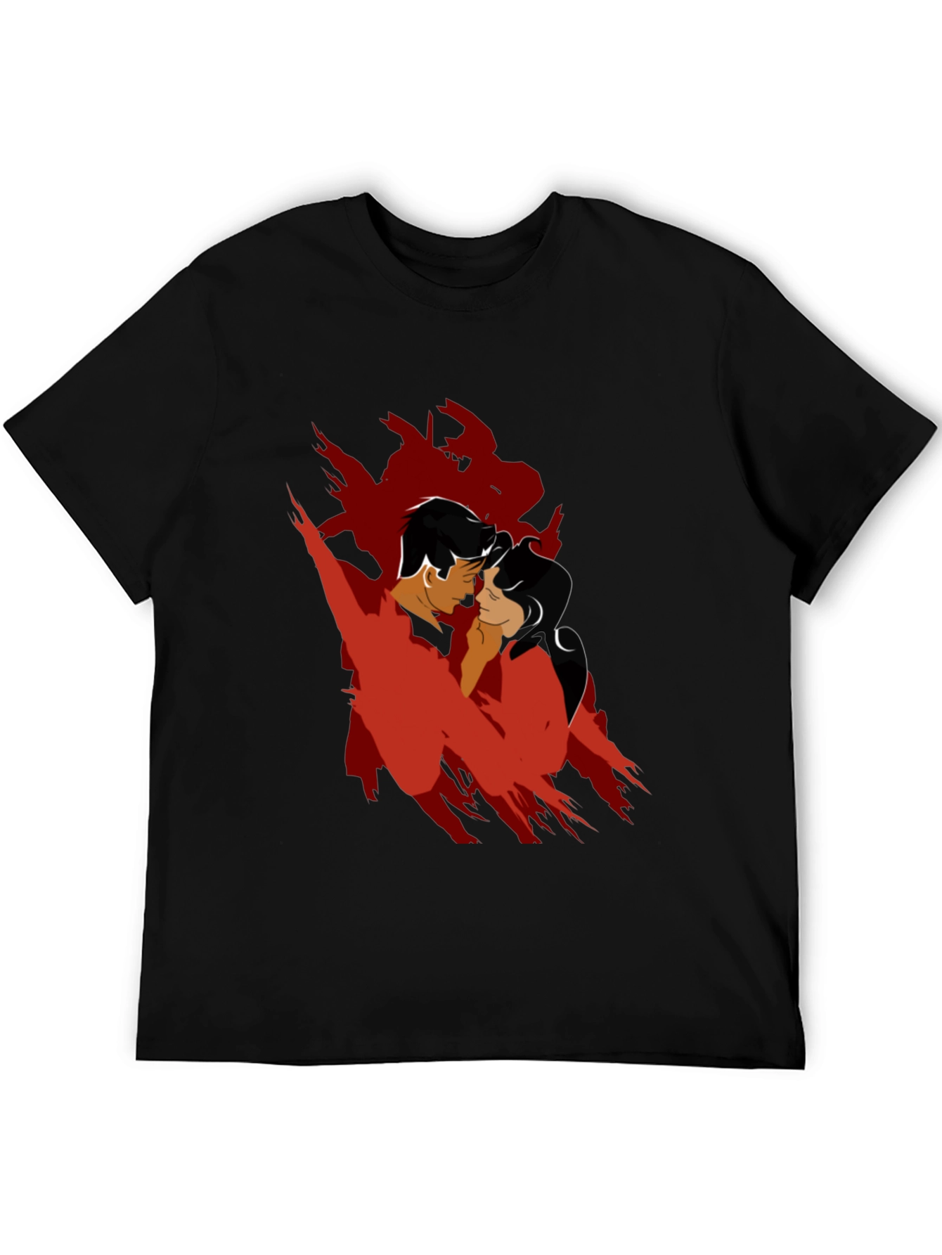 Romantic Silhouette Graphic Tee - Black Cotton Blend