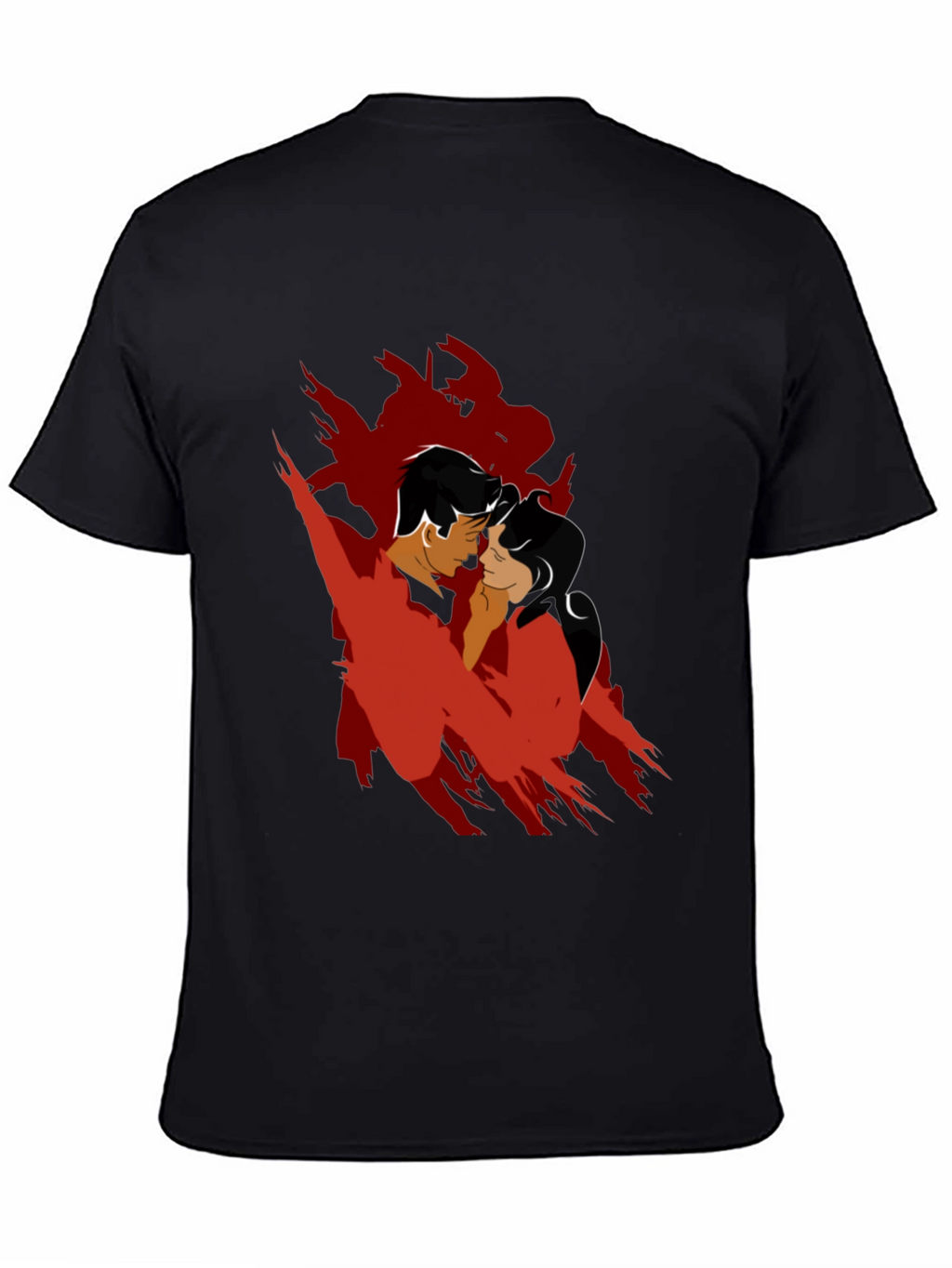 Romantic Silhouette Graphic Tee - Black Cotton Blend