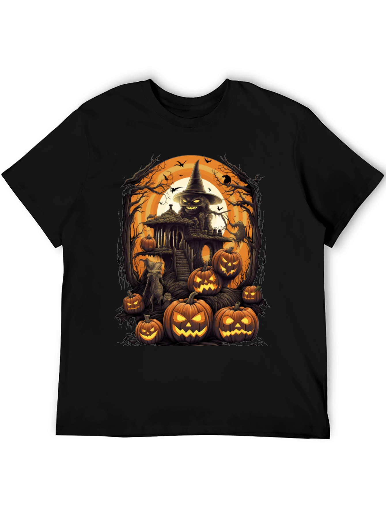 Spooky Halloween Graphic Tee - Pumpkin Witch House