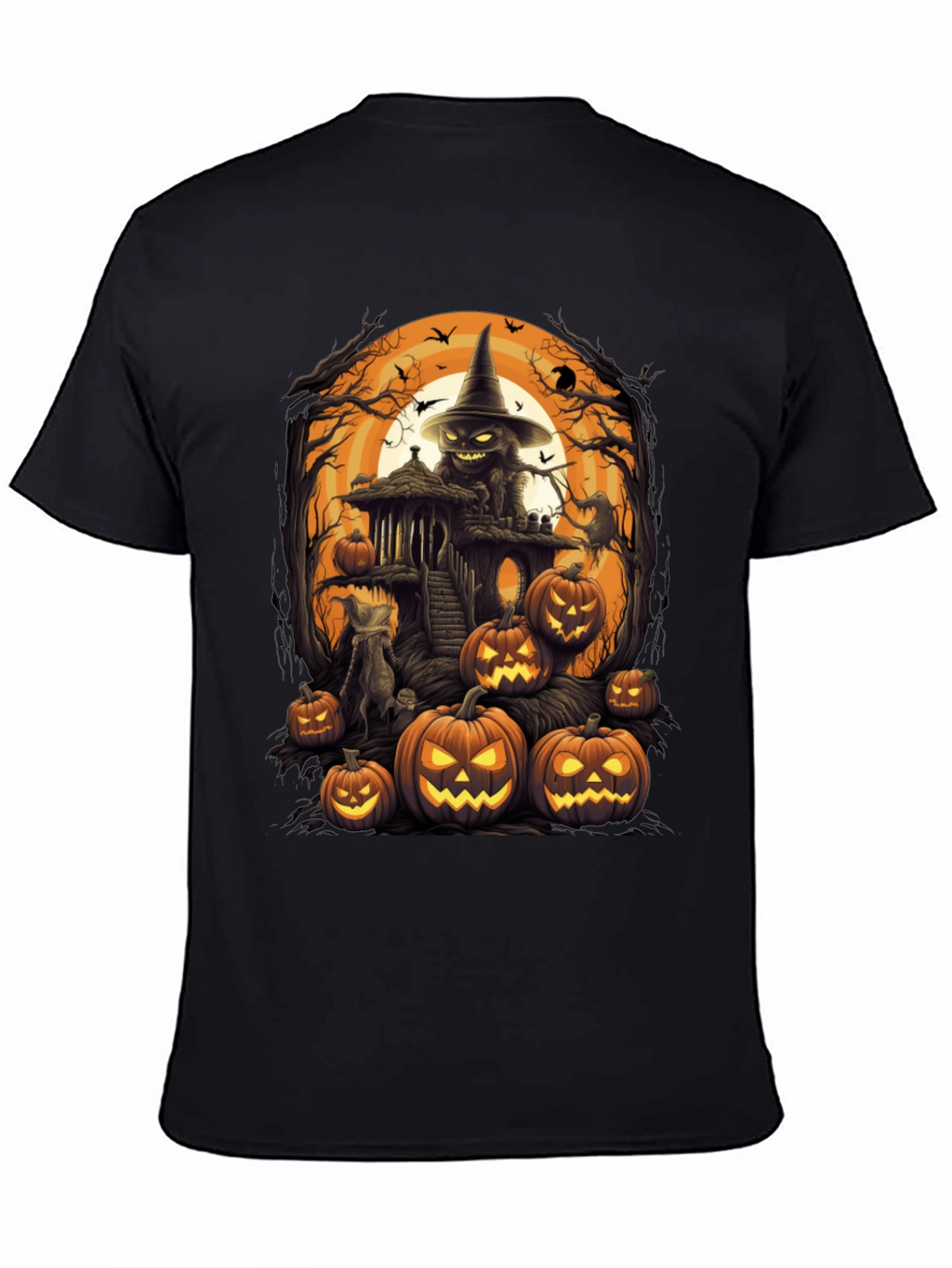 Spooky Halloween Graphic Tee - Pumpkin Witch House