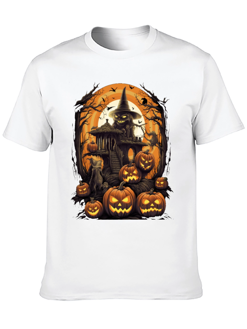 Spooky Halloween Graphic Tee - Pumpkin Witch House