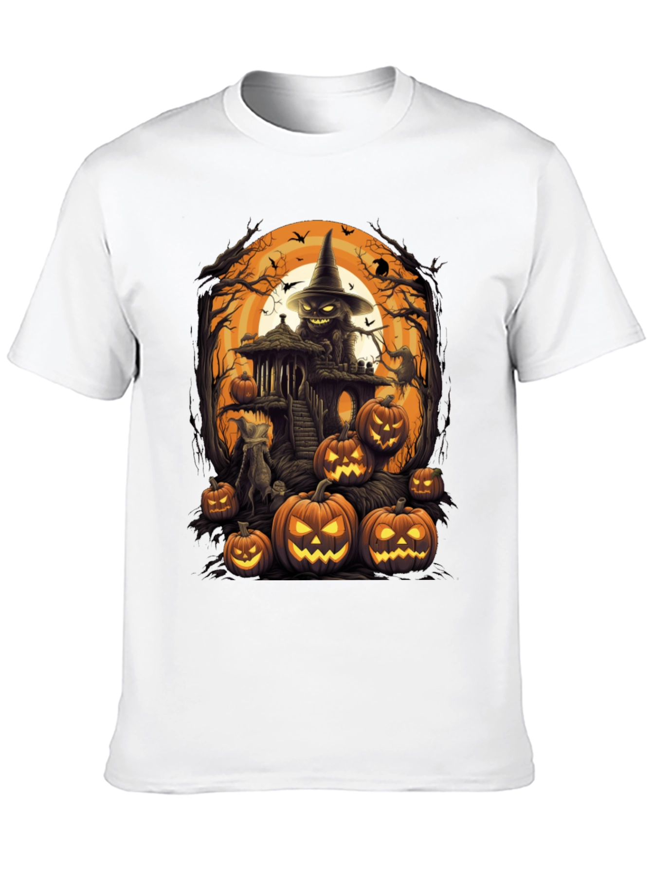 Spooky Halloween Graphic Tee - Pumpkin Witch House