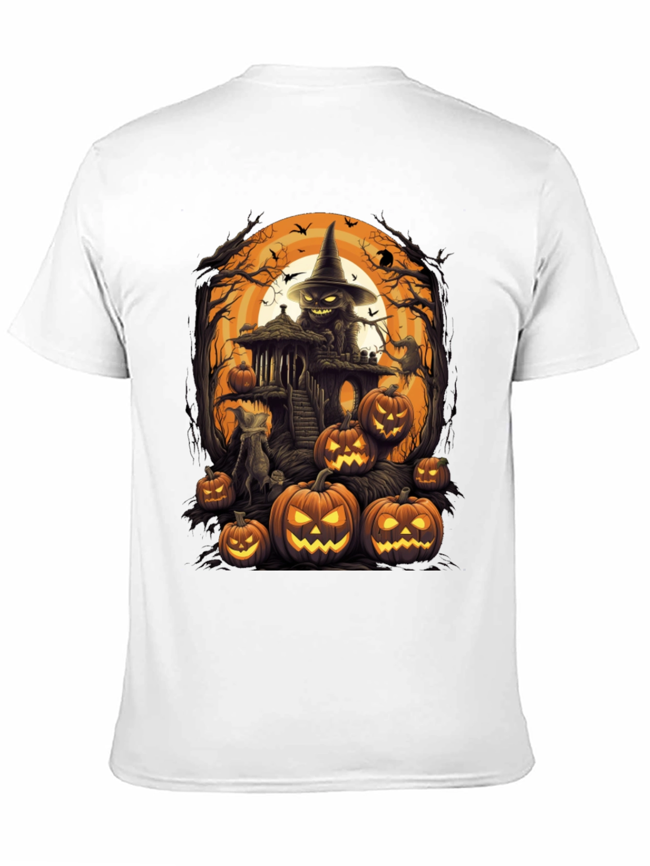 Spooky Halloween Graphic Tee - Pumpkin Witch House