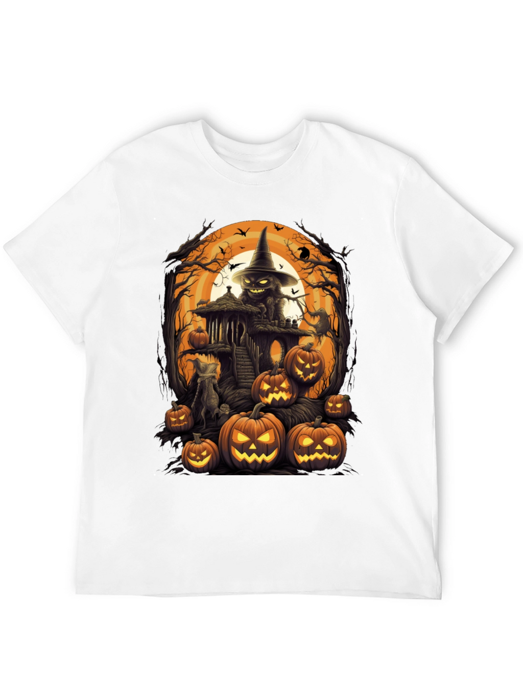 Spooky Halloween Graphic Tee - Pumpkin Witch House