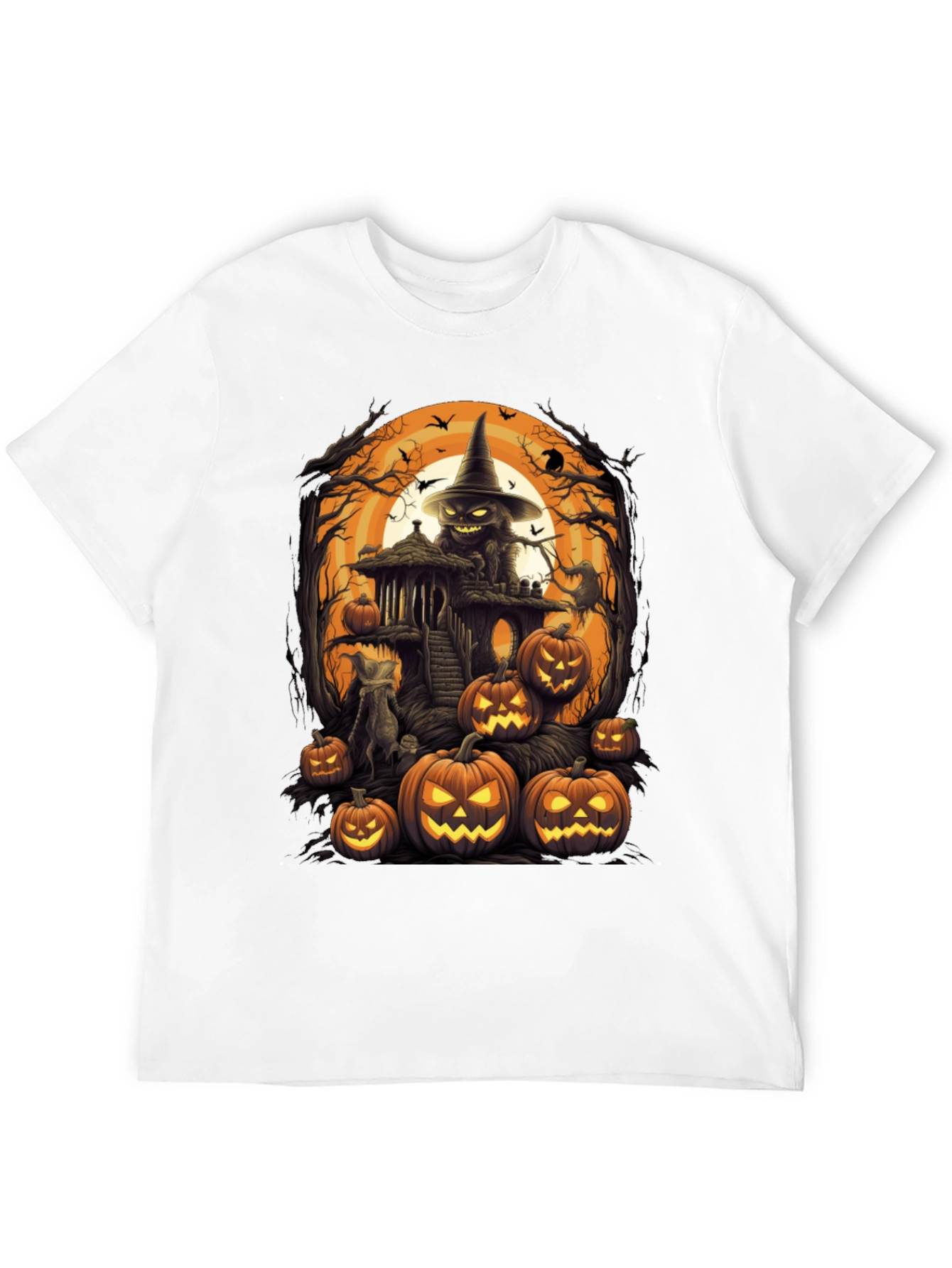 Spooky Halloween Graphic Tee - Pumpkin Witch House