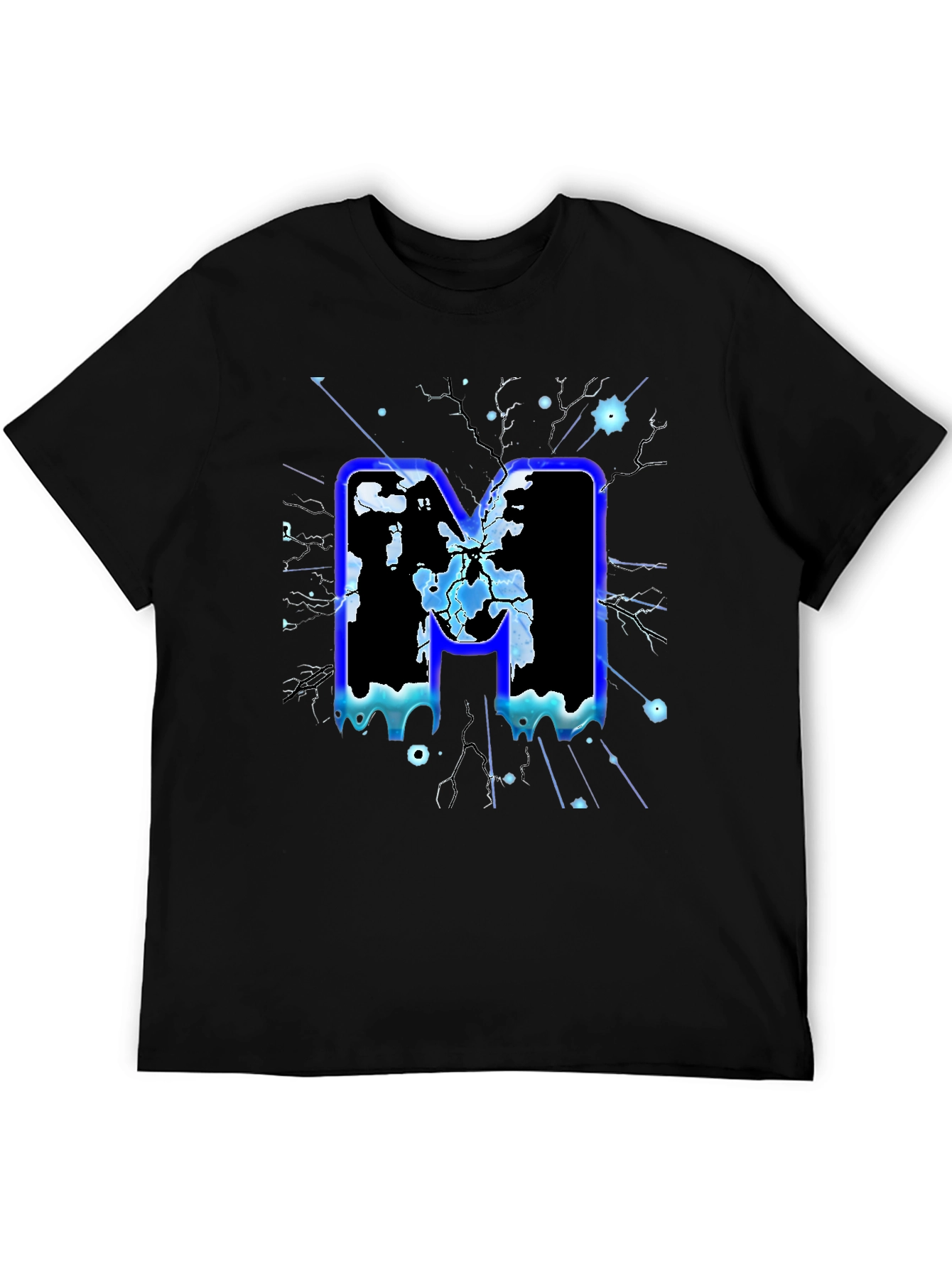 Bold Letter M Graphic Print Black T-Shirt