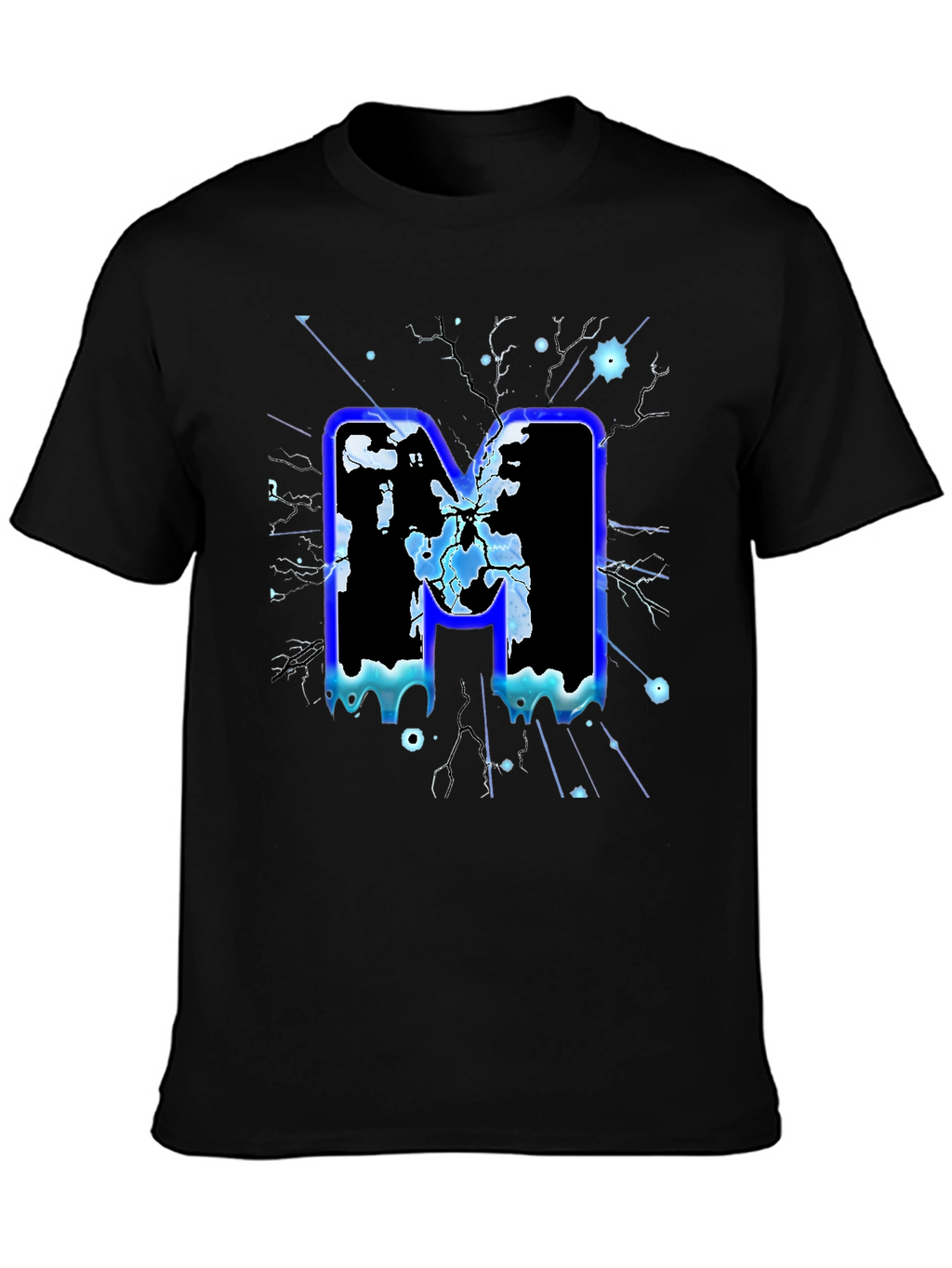 Bold Letter M Graphic Print Black T-Shirt