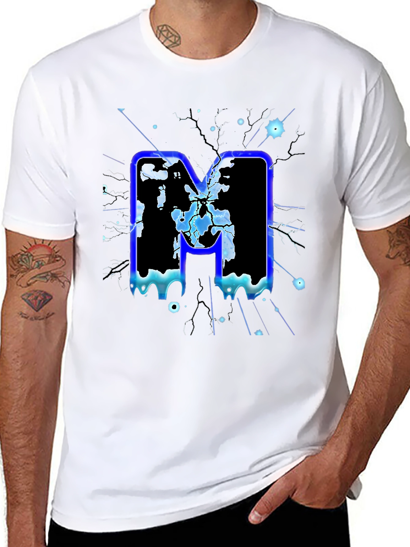 Bold Letter M Graphic Print Black T-Shirt