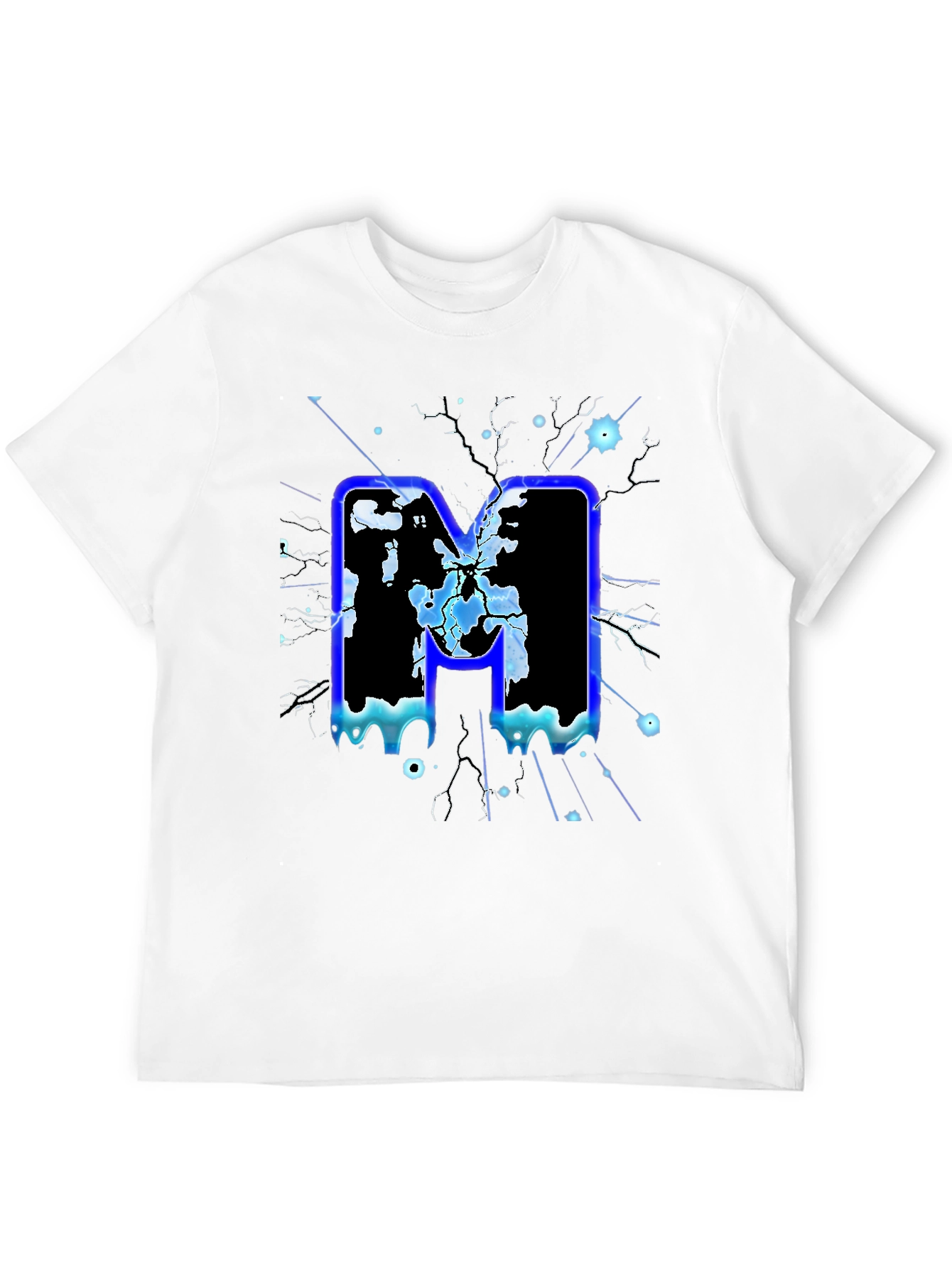 Bold Letter M Graphic Print Black T-Shirt