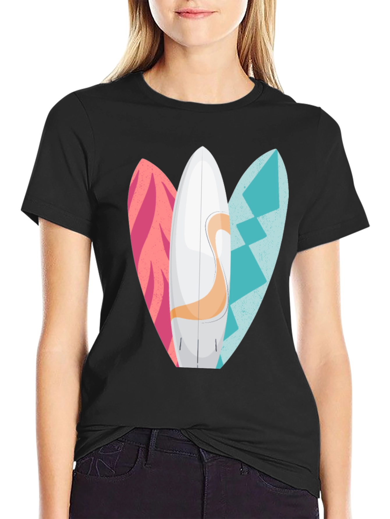 Surfboards Graphic Mens Black T-Shirt