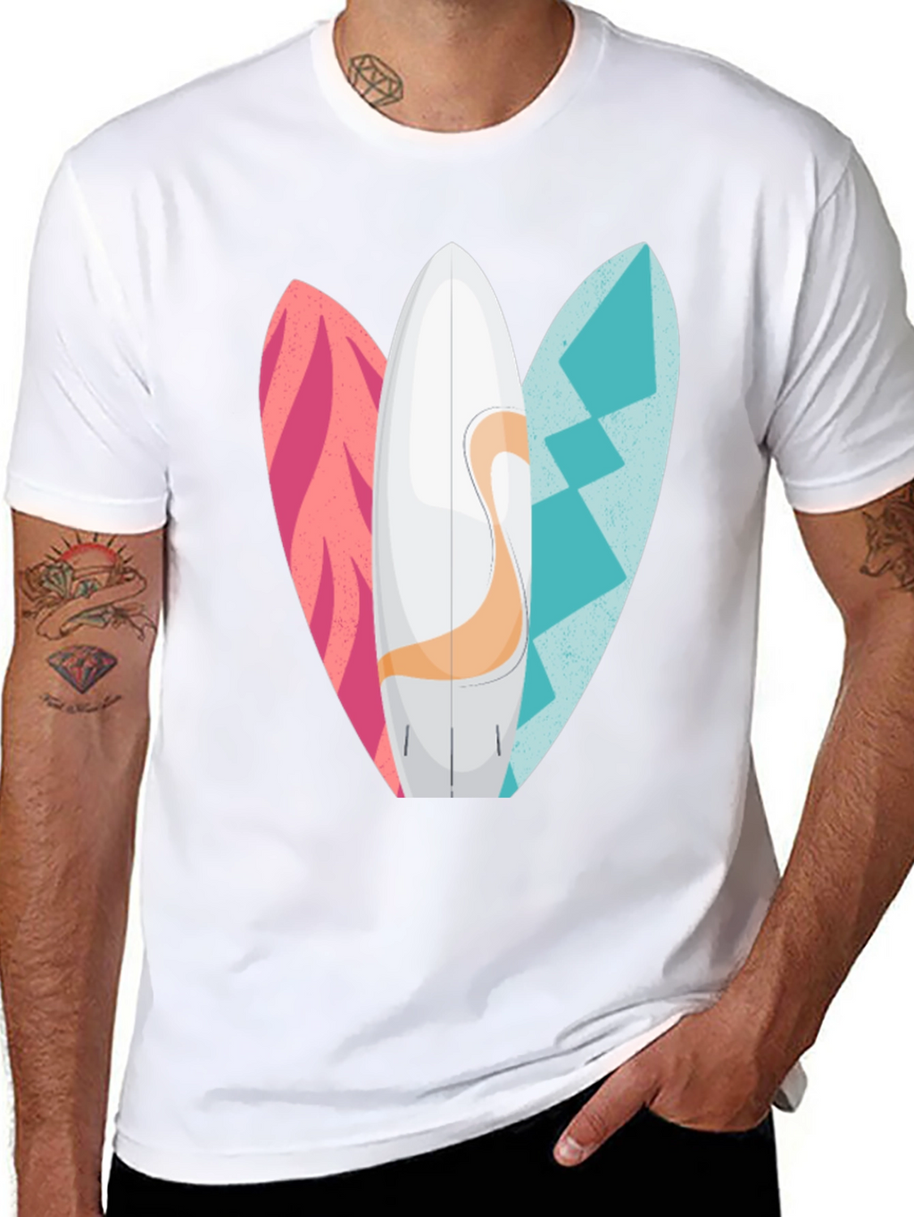 Surfboards Graphic Mens Black T-Shirt