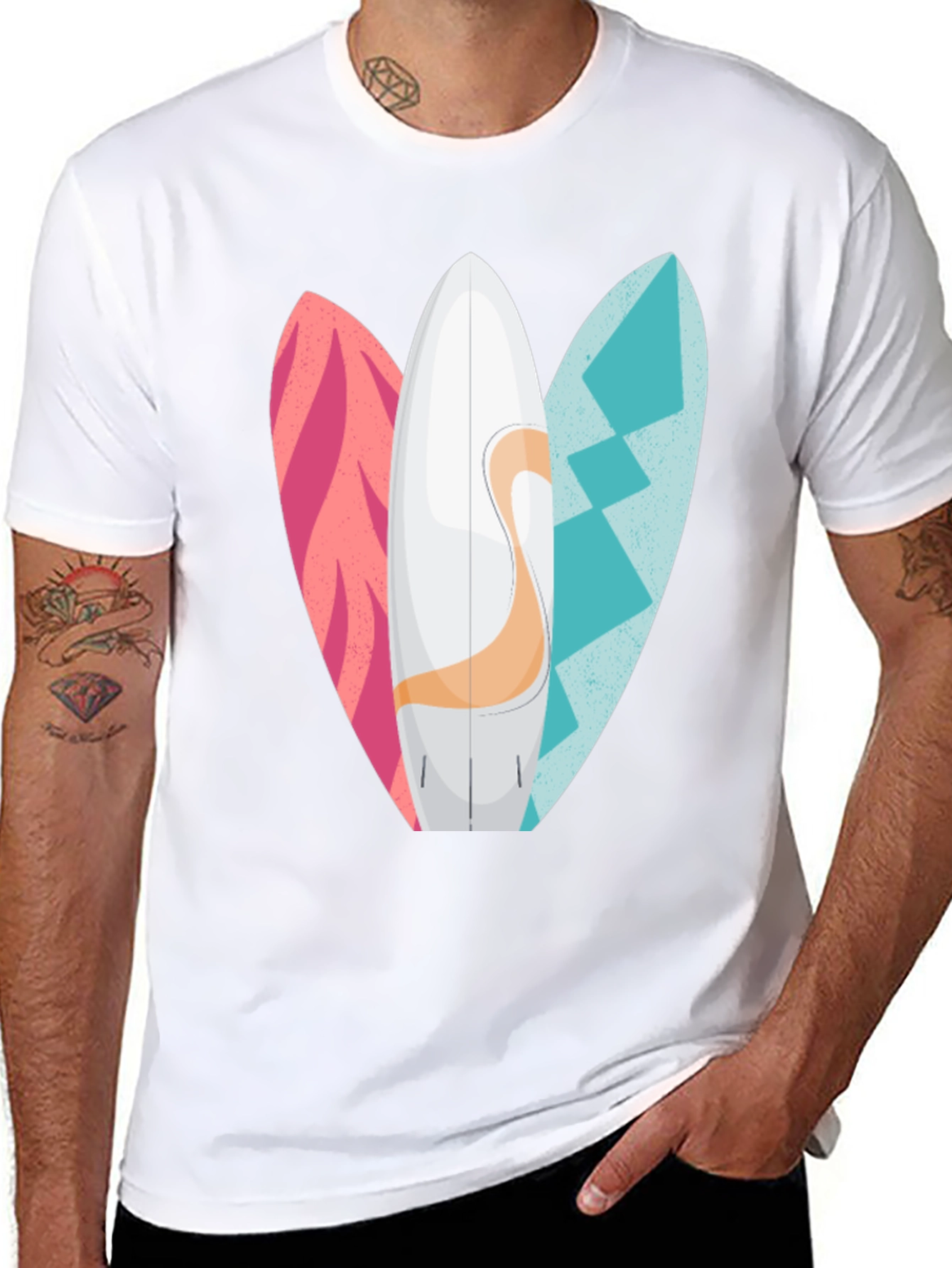 Surfboards Graphic Mens Black T-Shirt