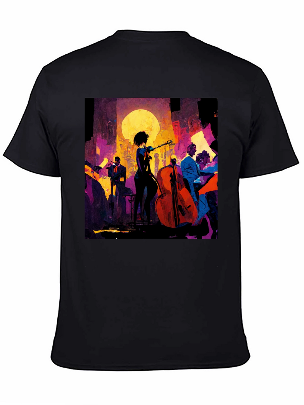Jazz Night Graphic Tee - Black Cotton T-Shirt