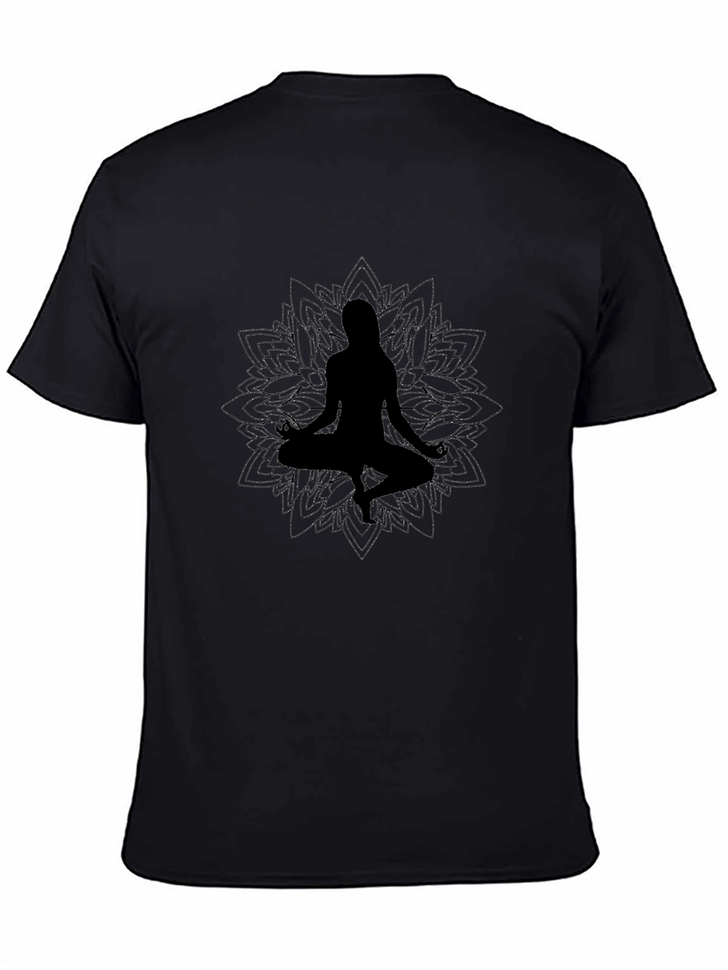 Yoga Silhouette Black T-Shirt - Meditation Design